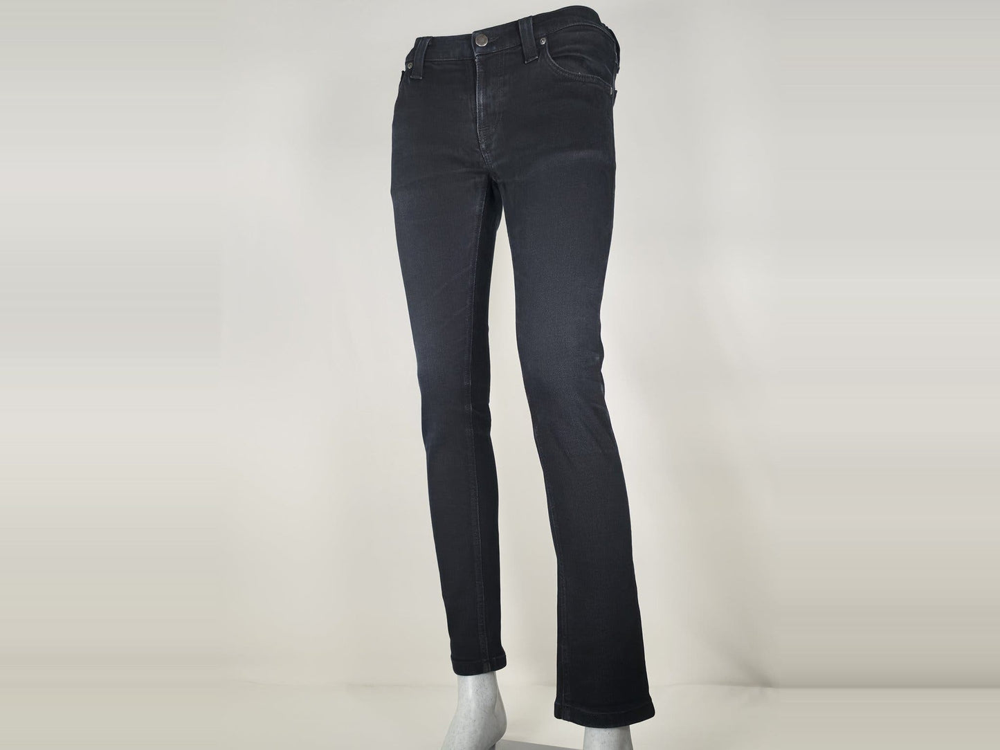 NUDIE JEANS Tight Long John W29 L30 S Org Black Stretch Organic Cotton  Denim Unisex