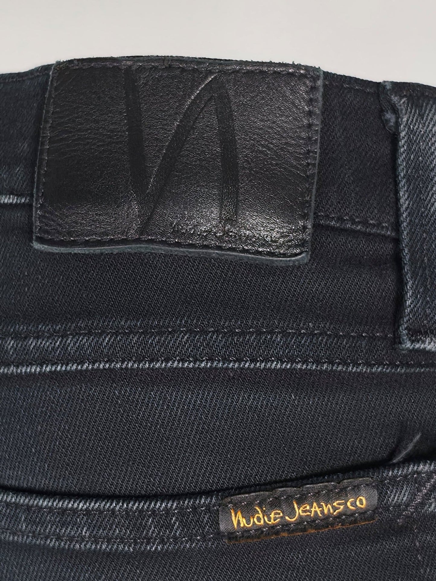 NUDIE JEANS Tight Long John W29 L30 S Org Black Stretch Organic Cotton  Denim Unisex