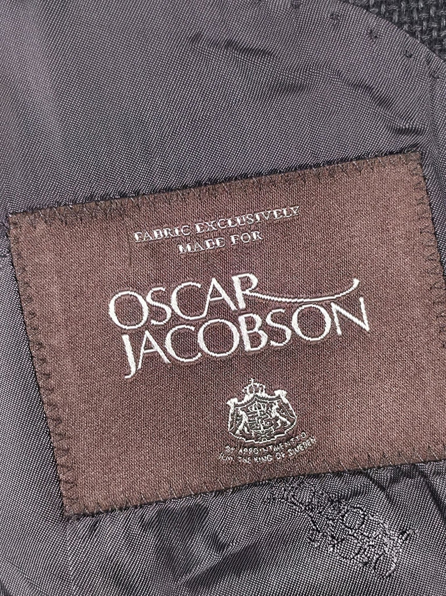 OSCAR JACOBSON Falk Blazer Suit Jacket Size 52 L Dark Grey 100% Wool Premium
