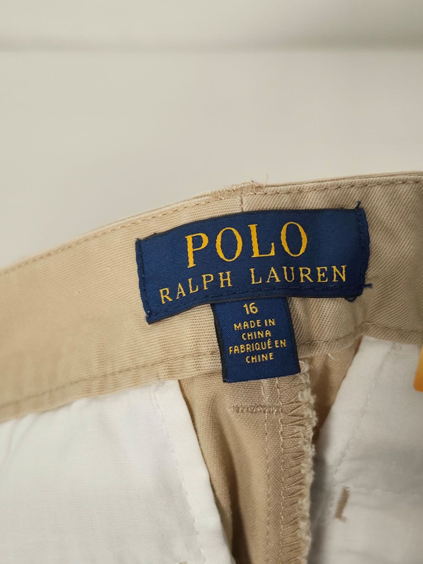 POLO RALPH LAUREN Chinos Pants Unisex Boys Men Size 16 XS Beige Khaki Stretch