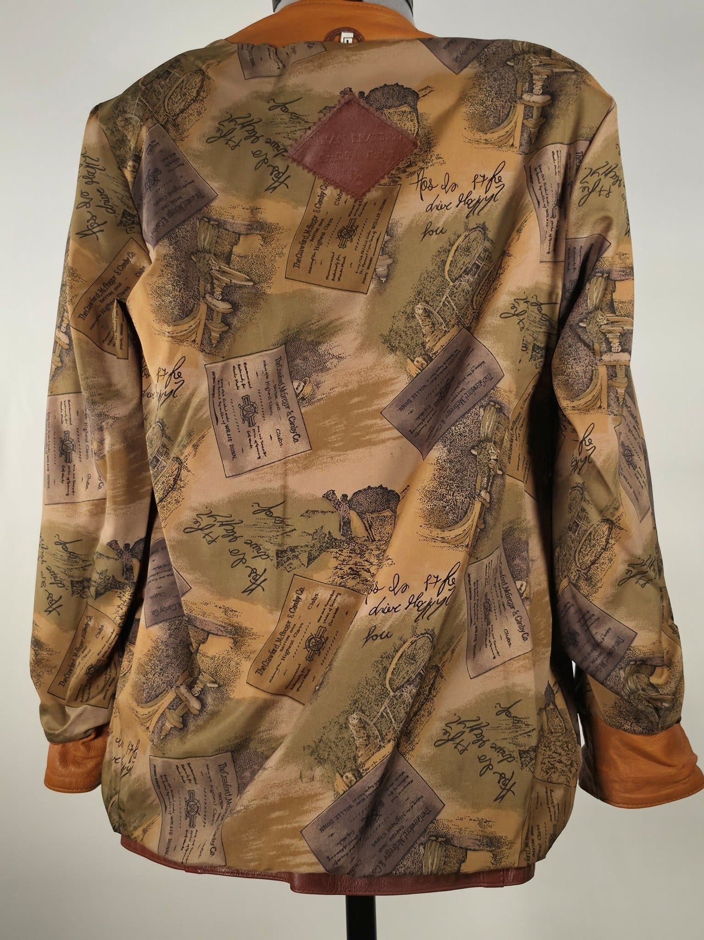 VINTAGE Brown Genuine Leather Jacket Collarless Luxury Coat Soft Nappa Size L 40