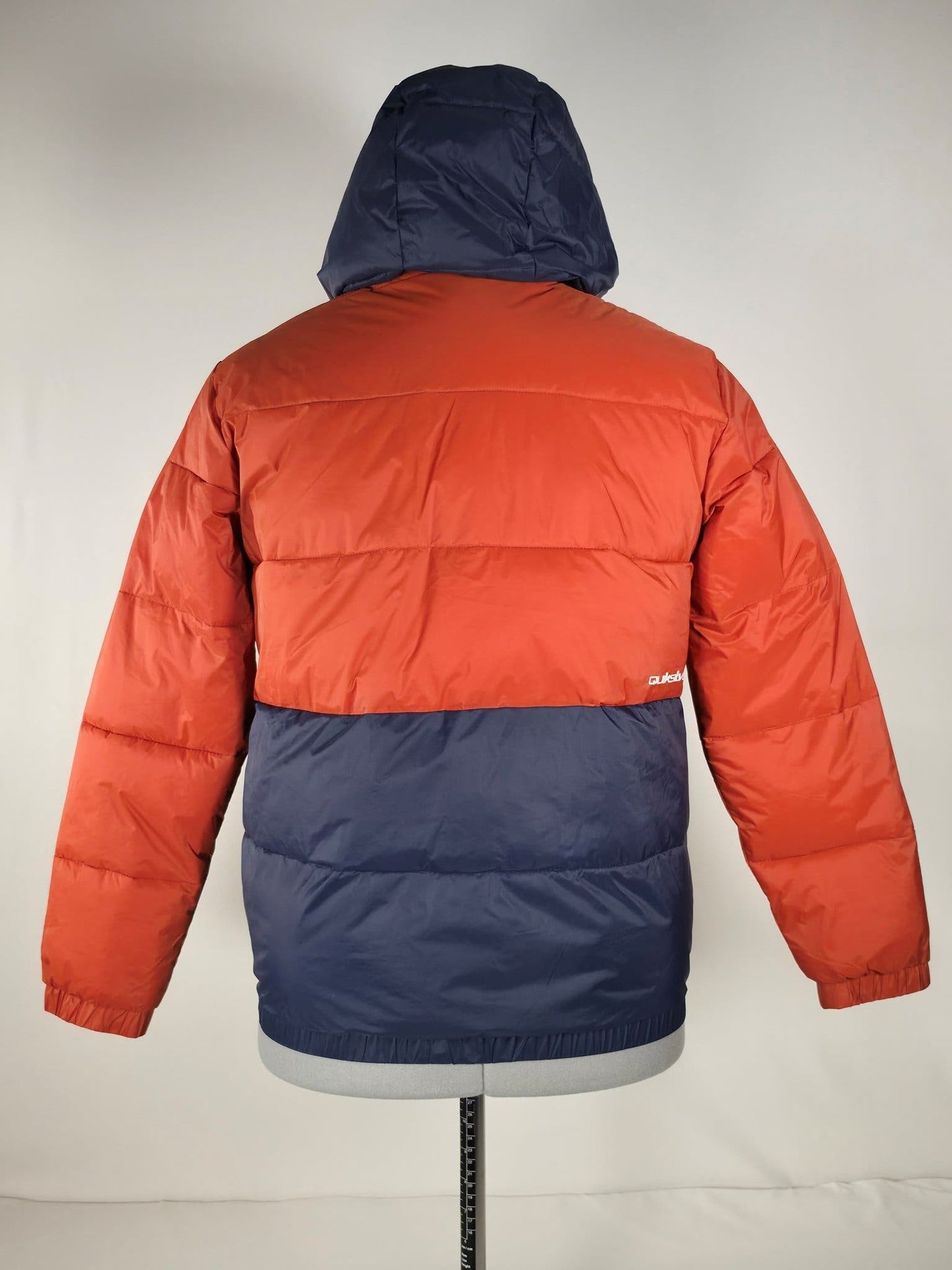 QUIKSILVER Puffer Jacket Hooded Size 14 164 Orange Navy Unisex Spring Kids