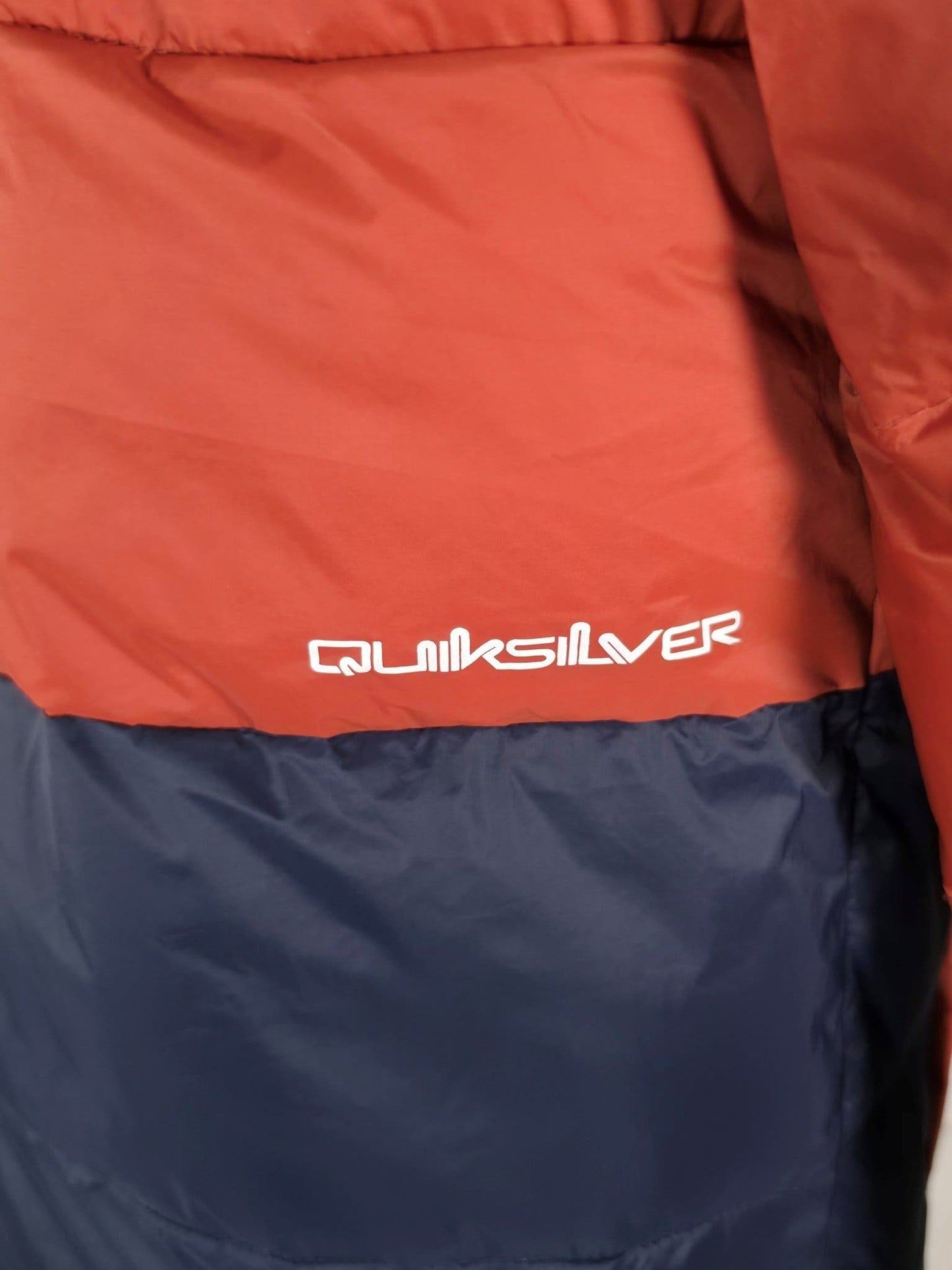 QUIKSILVER Puffer Jacket Hooded Size 14 164 Orange Navy Unisex Spring Kids