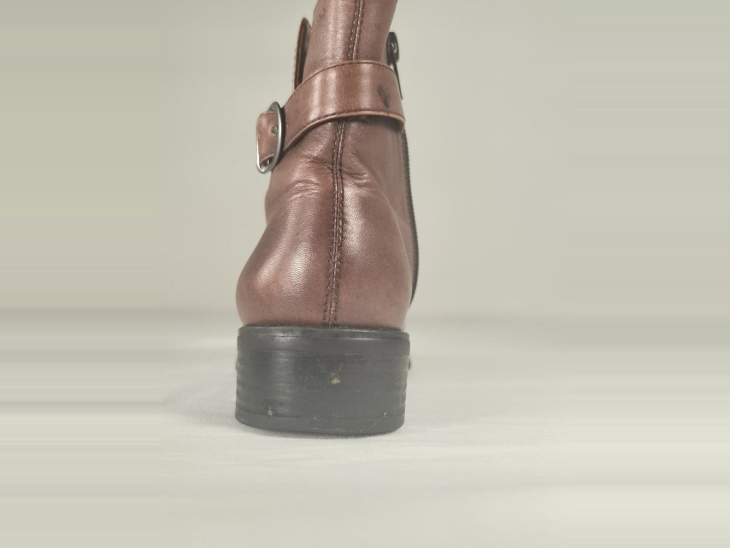 VAGABOND Leather Ankle Boots Size 37 Brown Buckle Zipped Premium Shoes Vintage