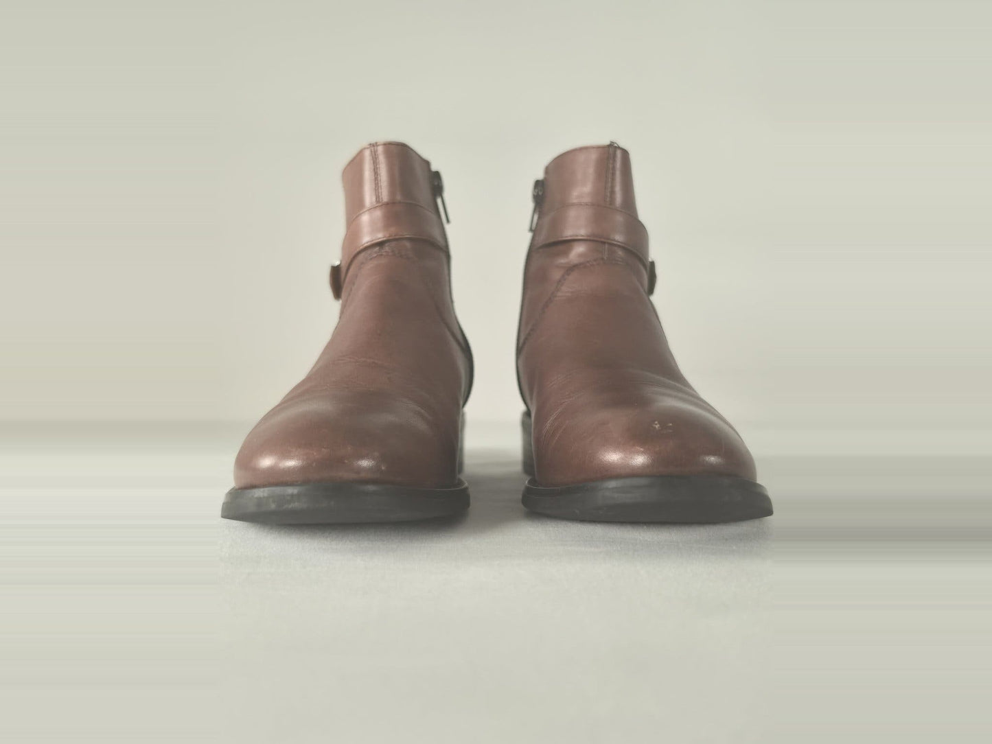VAGABOND Leather Ankle Boots Size 37 Brown Buckle Zipped Premium Shoes Vintage