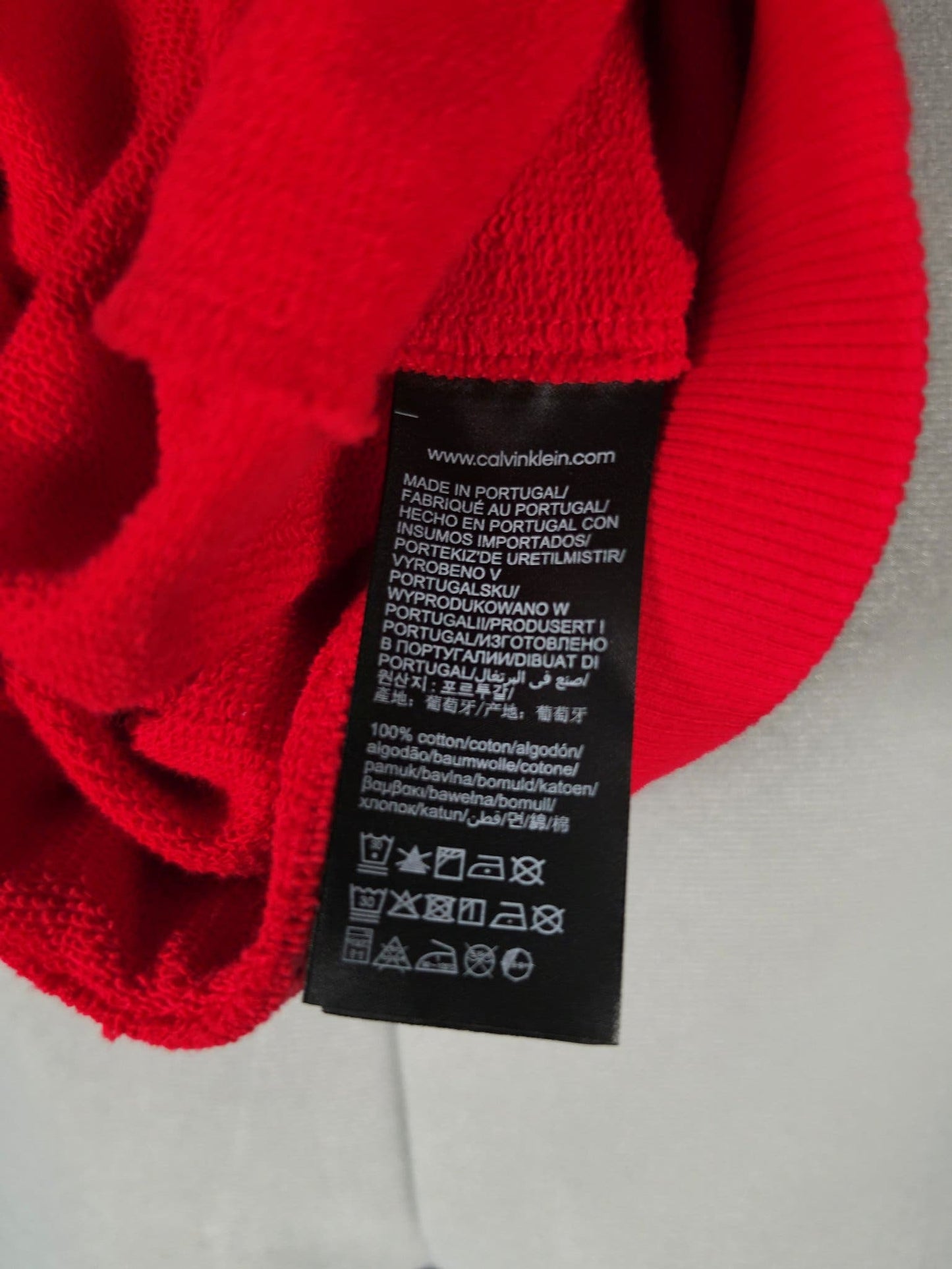 Vestido sudadera con capucha rojo CALVIN KLEIN JEANS, talla XS 34, algodón premium, largo