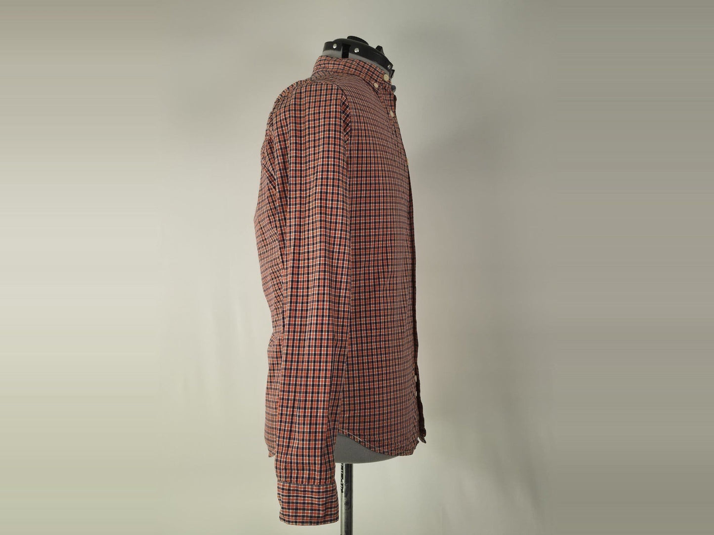 J.LINDEBERG Gingham Plaid Shirt Size S Orange Navy Blue Button-Down Premium