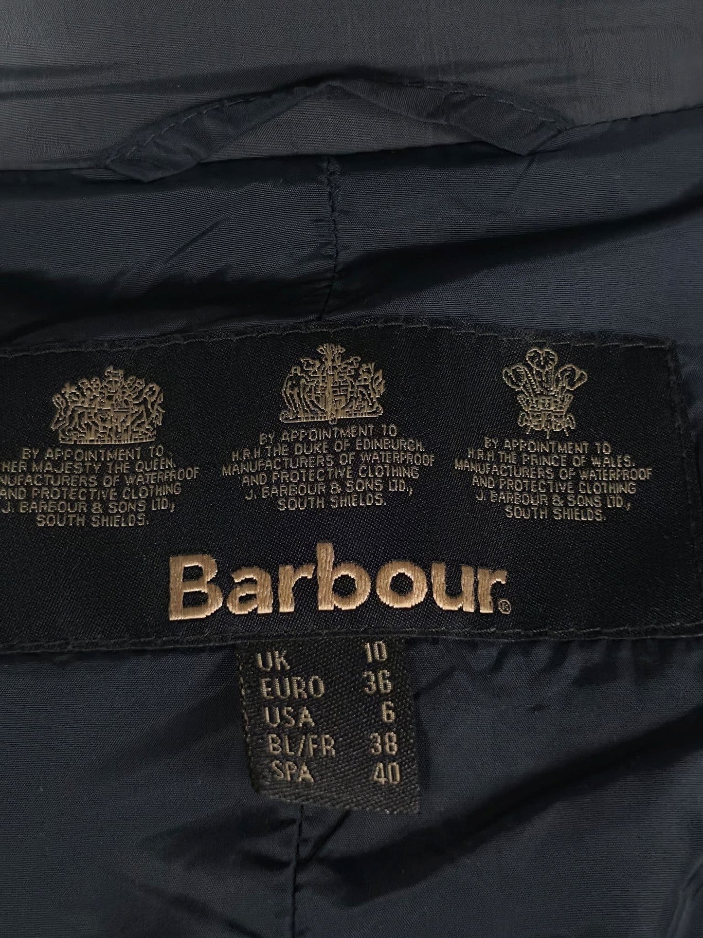 BARBOUR Flyweight Cavalry Quilted Jacket Size 36 S Black Dark Navy Blue Premium