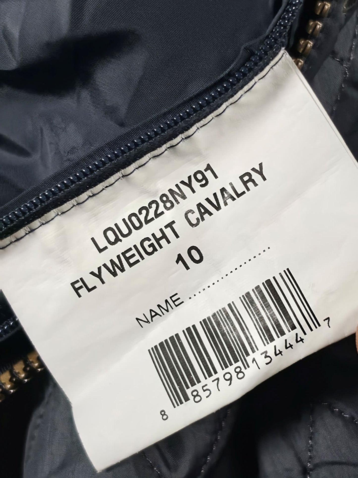 BARBOUR Flyweight Cavalry Quilted Jacket Size 36 S Black Dark Navy Blue Premium