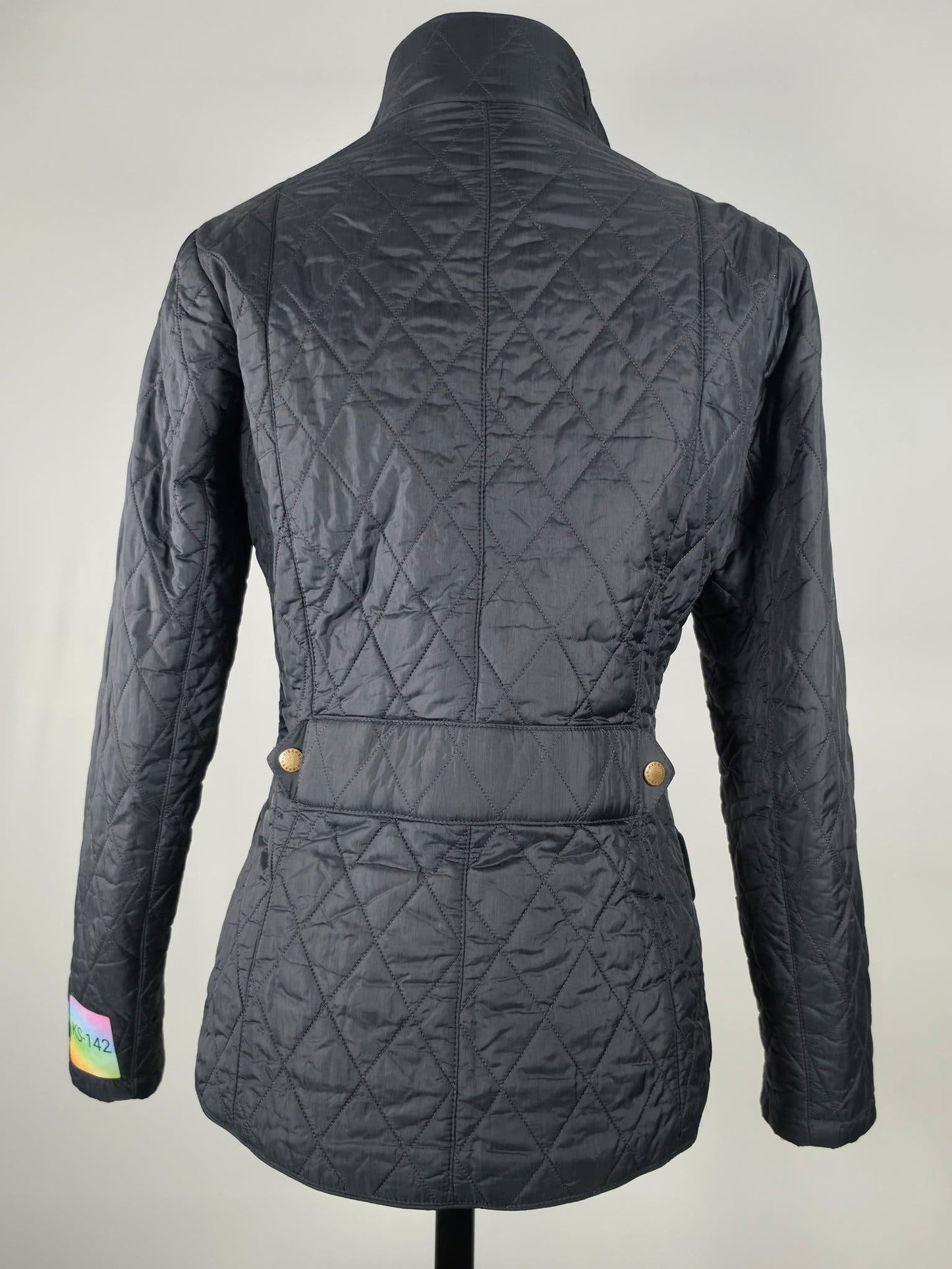 BARBOUR Flyweight Cavalry Quilted Jacket Size 36 S Black Dark Navy Blue Premium