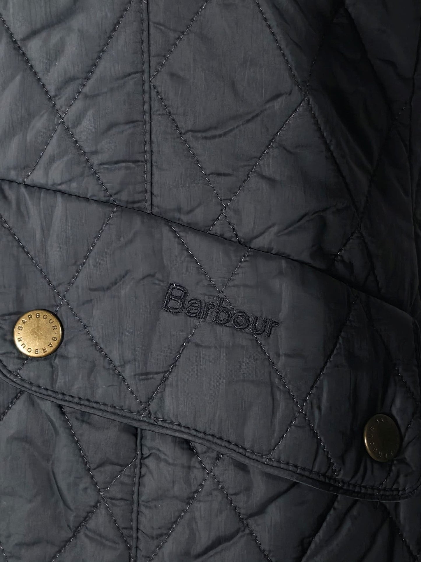 BARBOUR Flyweight Cavalry Quilted Jacket Size 36 S Black Dark Navy Blue Premium