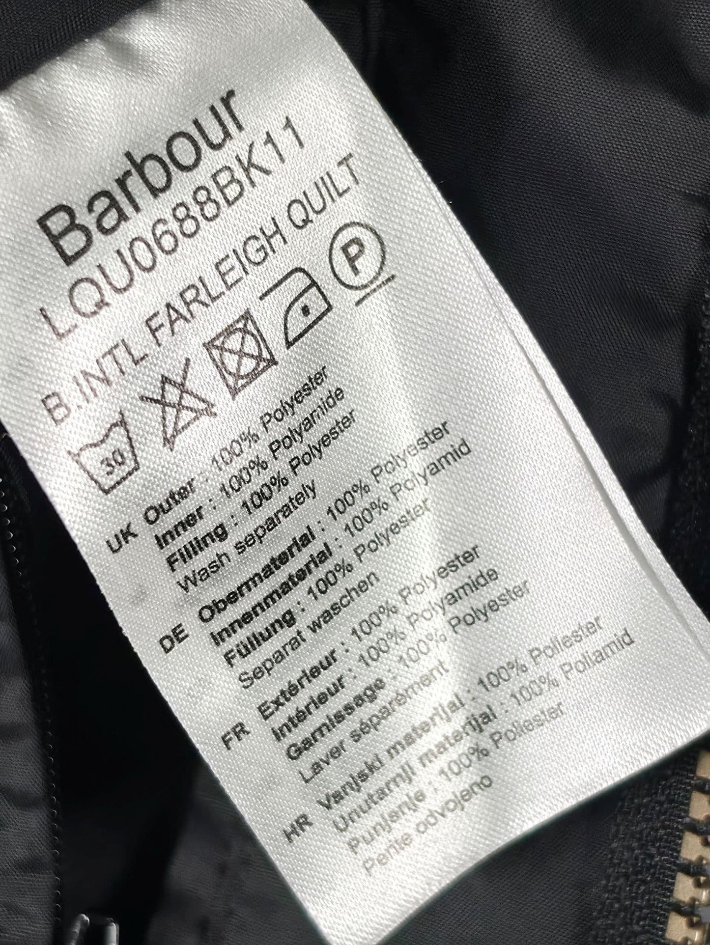 BARBOUR INTERNATIONAL Farleigh Quilted Jacket Black Size 36 S Premium Moto