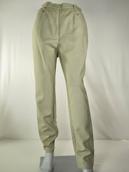 Vintage Checked Retro Trousers 40 L Yellow Black Houndstooth Pants Premium
