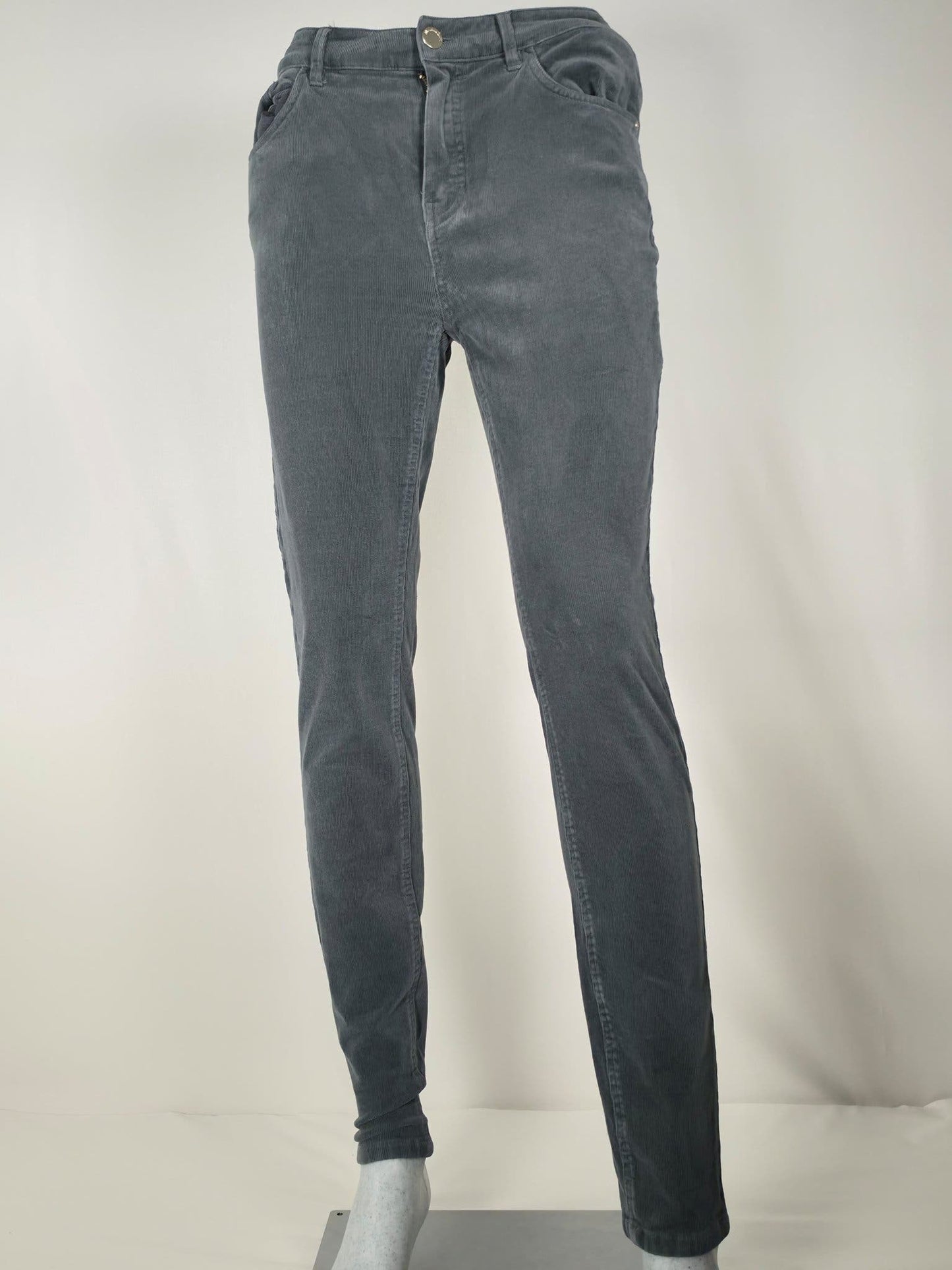MASSIMO DUTTI Corduroy Trousers Size 38 M Dark Grey Premium Velvet Slim Pant