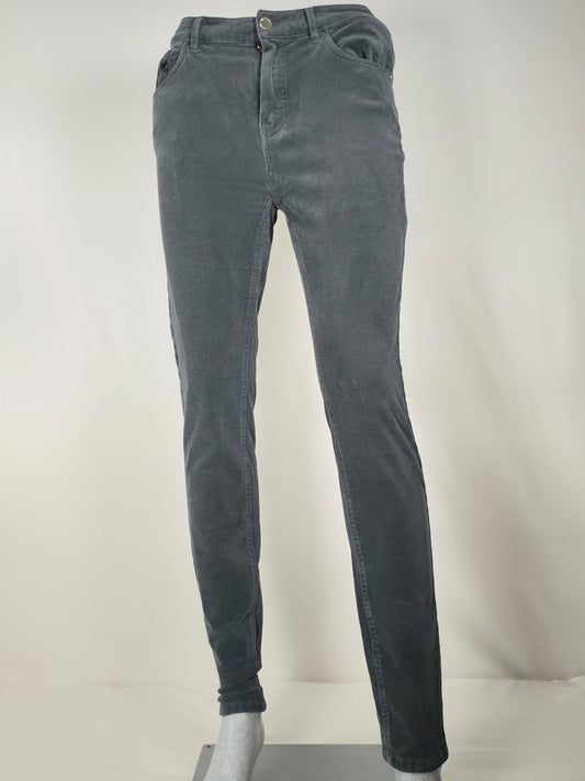 MASSIMO DUTTI Corduroy Trousers Size 38 M Dark Grey Premium Velvet Slim Pant