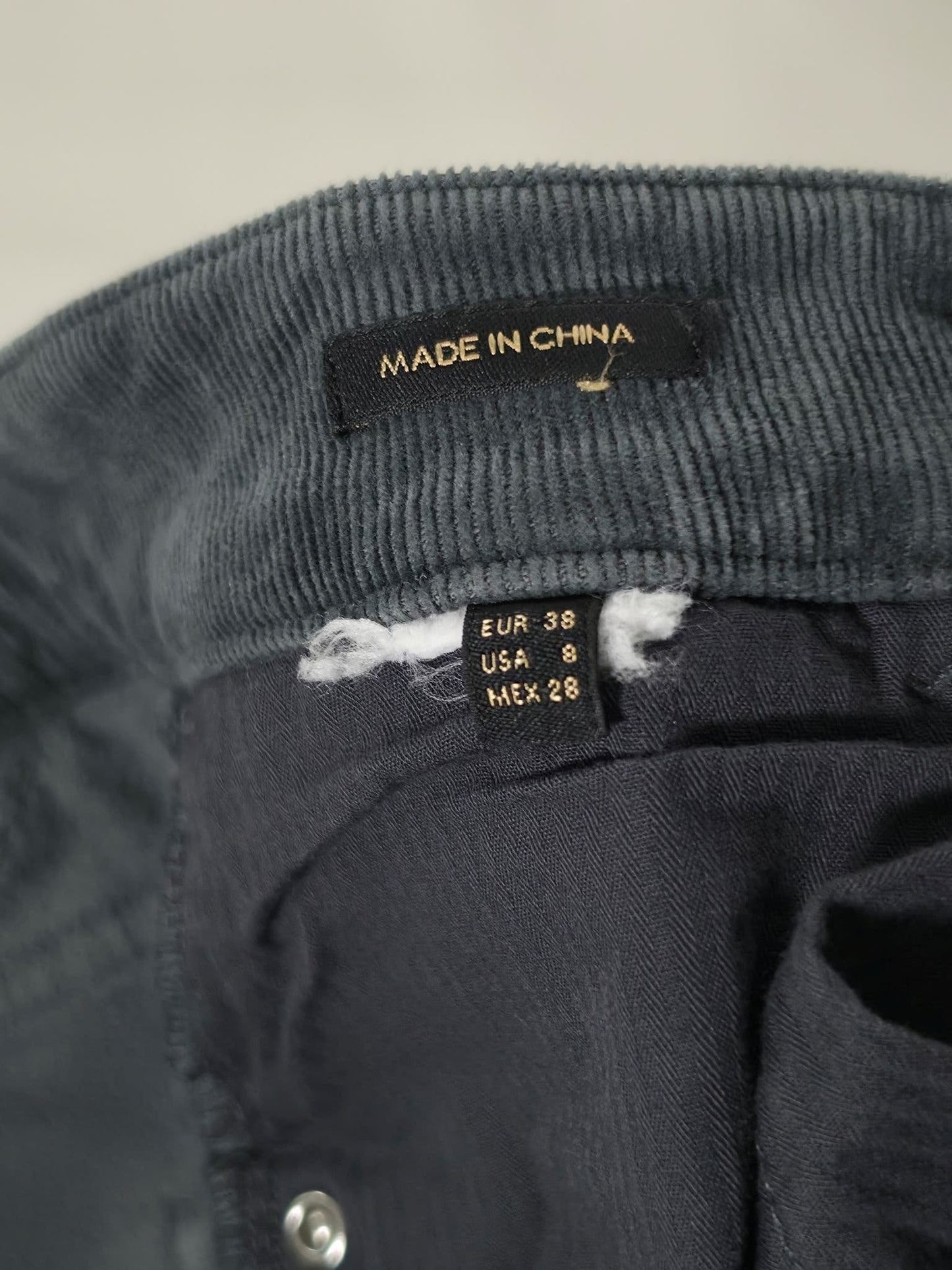 MASSIMO DUTTI Corduroy Trousers Size 38 M Dark Grey Premium Velvet Slim Pant