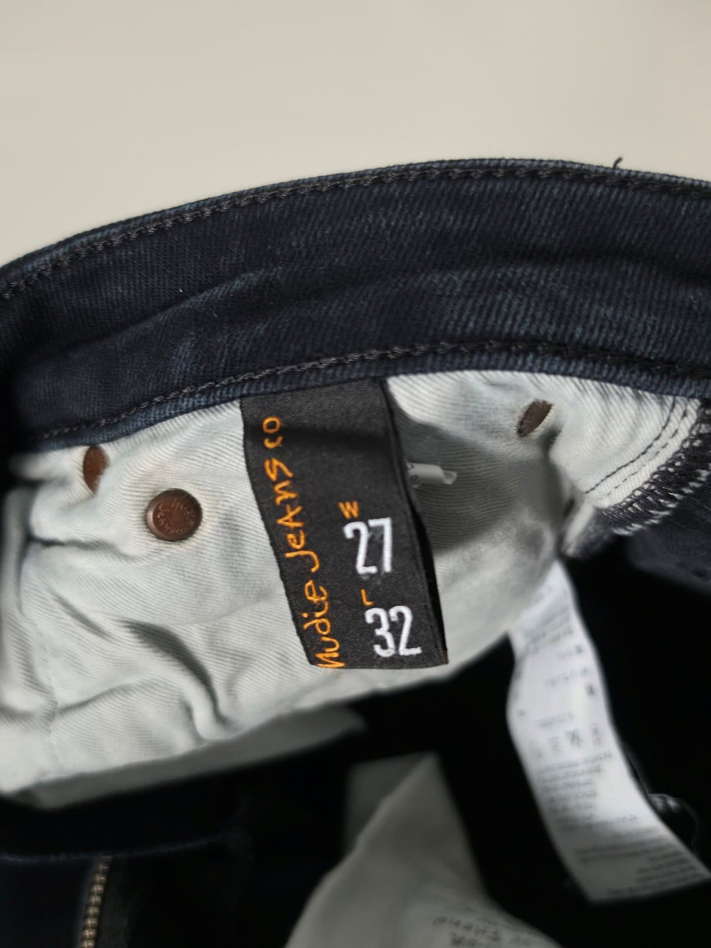 NUDIE JEANS Skinny Lin Black Black Denim Pants Size 27 Stretch Unisex Premium