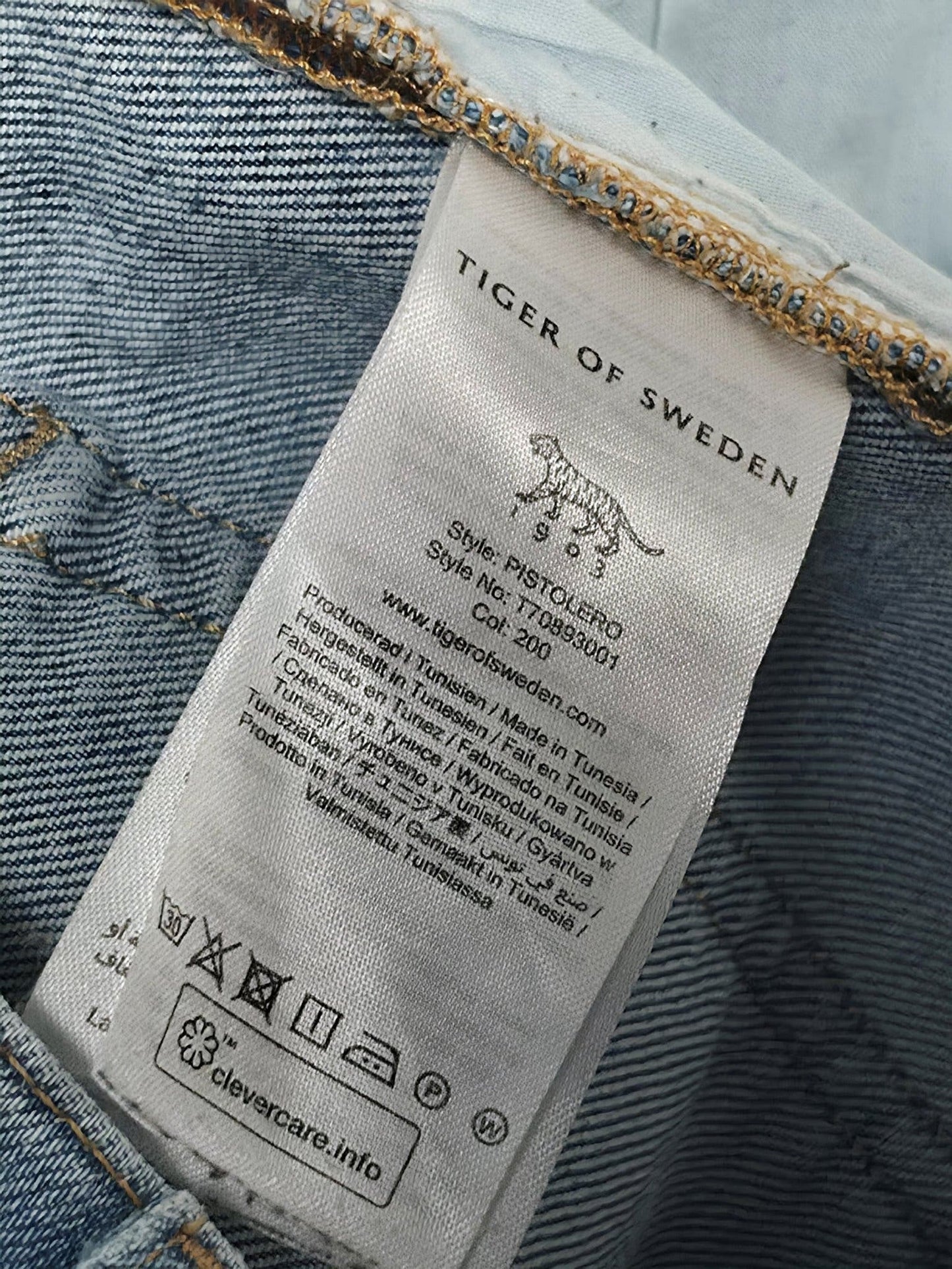 TIGER OF SWEDEN Pistolero Jeans Size 32 34 Light Blue Candiani Denim Premium