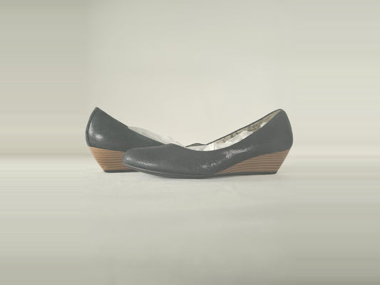 VAGABOND Black Textured Wedge Heels Pumps Shoes Size 39 Premium Comfort