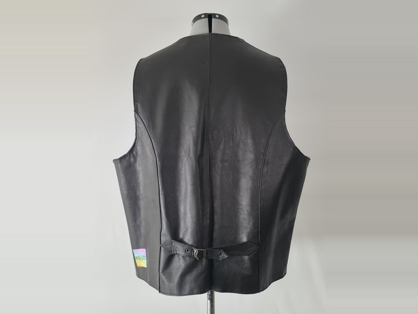 VAGA LEATHER Biker Vest Size XXXL 56 57 Black Genuine Premium Vintage Authentic