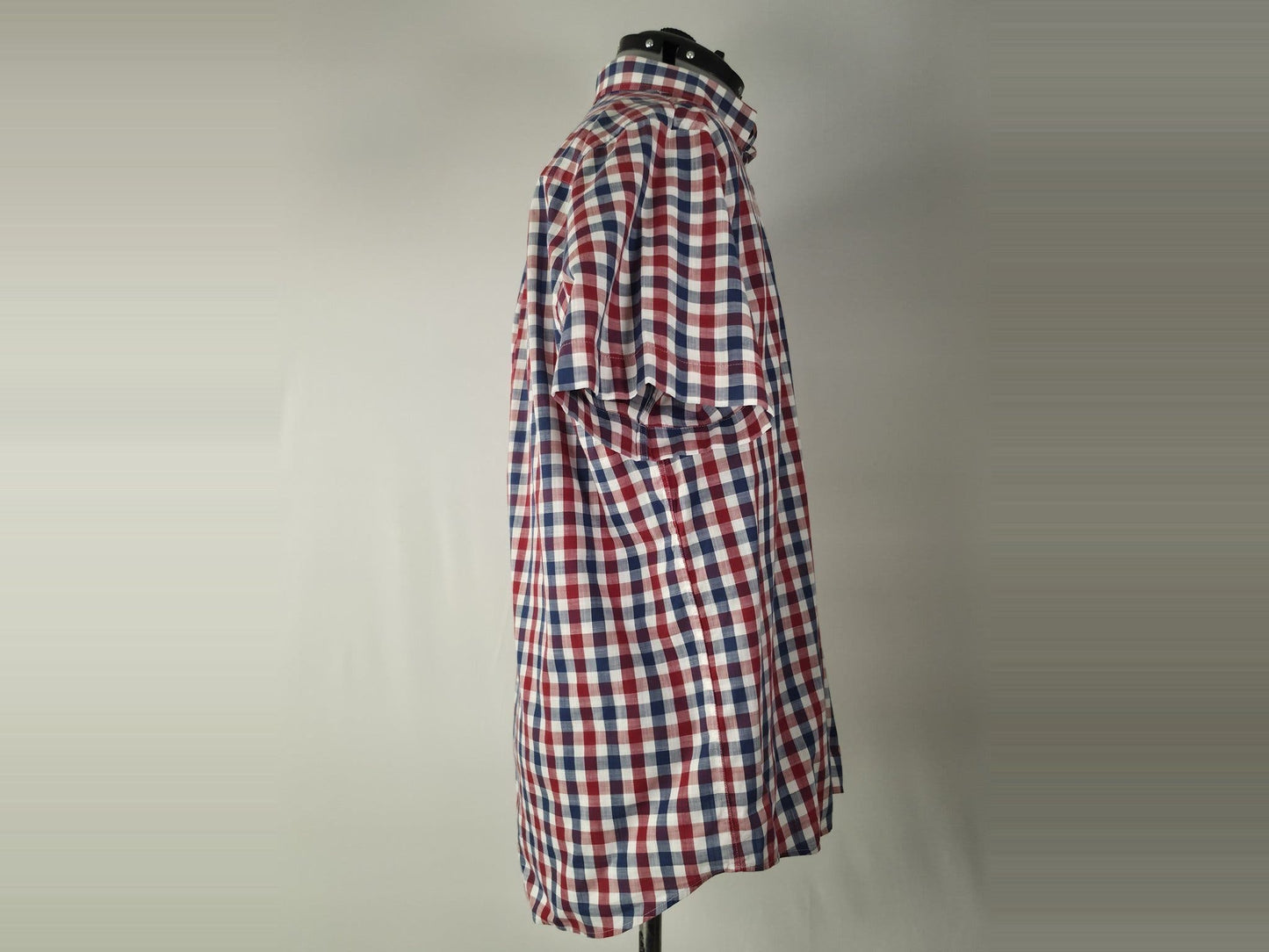 OSCAR Casual Shirt Size XL 44 Red Blue White Check Gingham Short Sleeve Premium