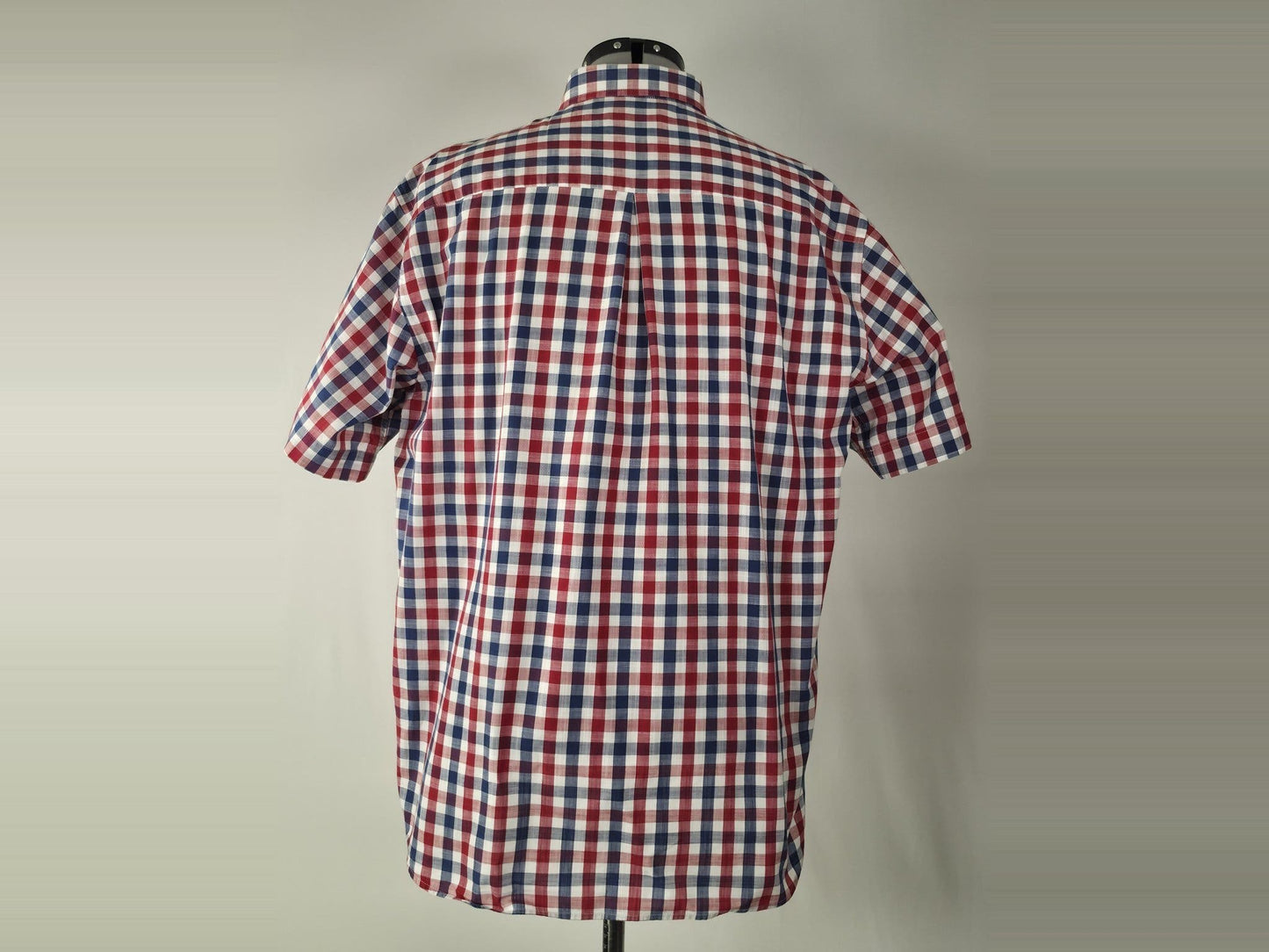 OSCAR Casual Shirt Size XL 44 Red Blue White Check Gingham Short Sleeve Premium