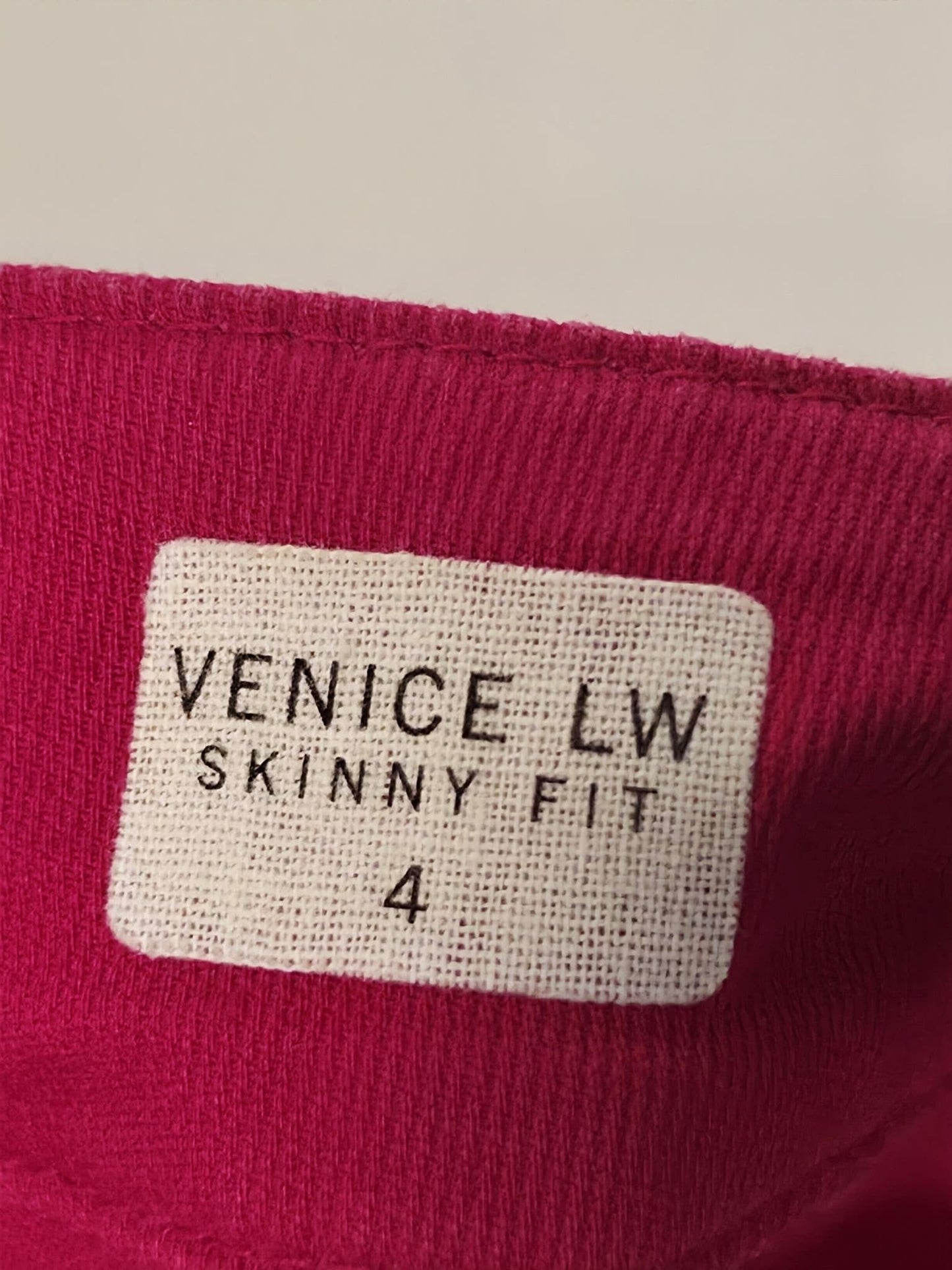 TOMMY HILFIGER Venice LW Skinny Fit Pants Chinos Size 4 26 XS S Cerise Pink Premium