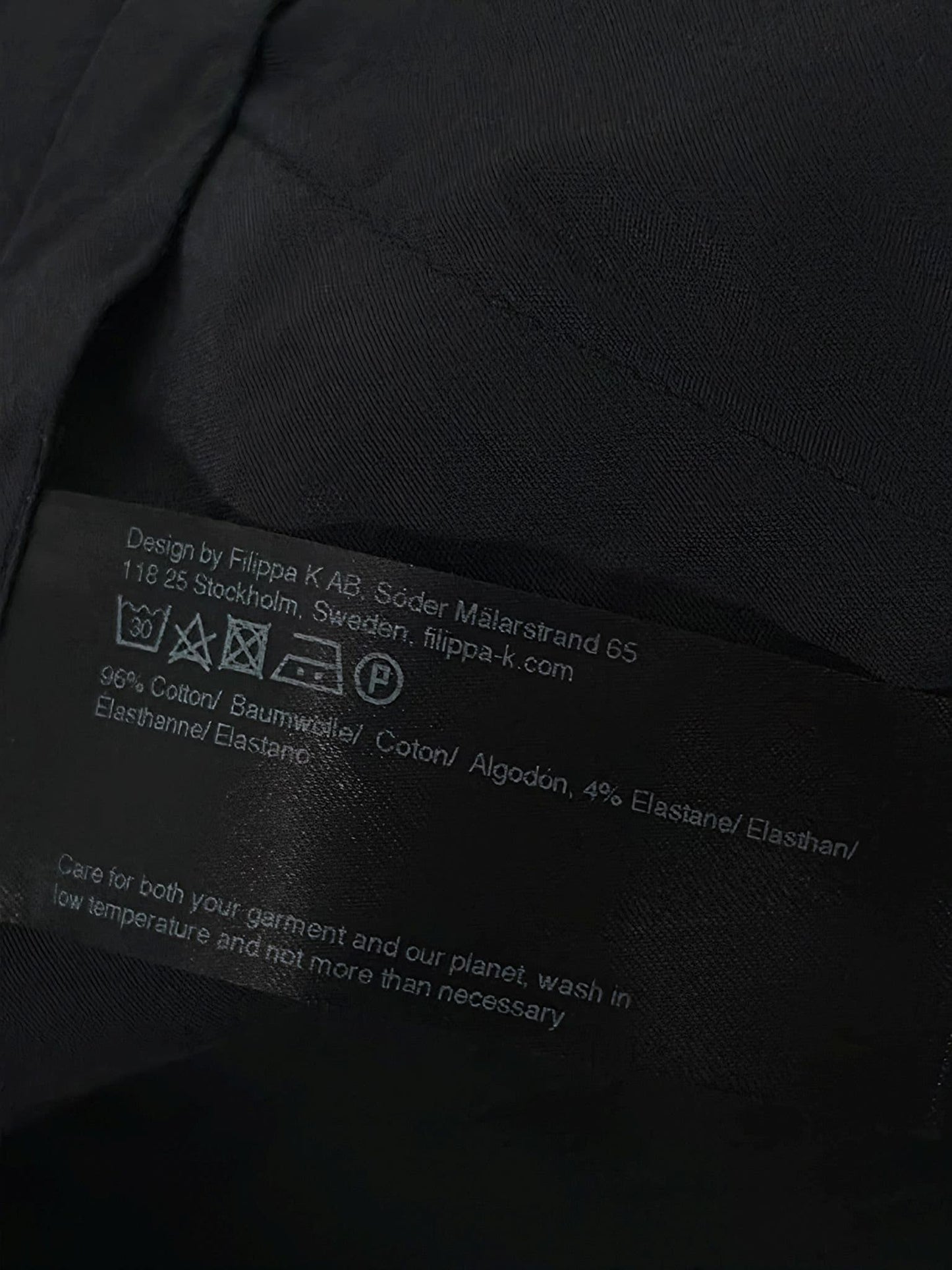FILIPPA K M.Liam Sharp Cotton Pants Chinos Size S 46 Black Premium Modern Menswear