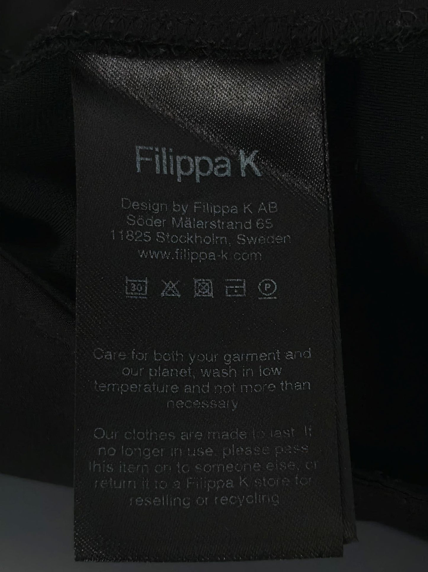 FILIPPA K Trousers Pants Size M Black Triacetate Blend Premium Classic Luxury