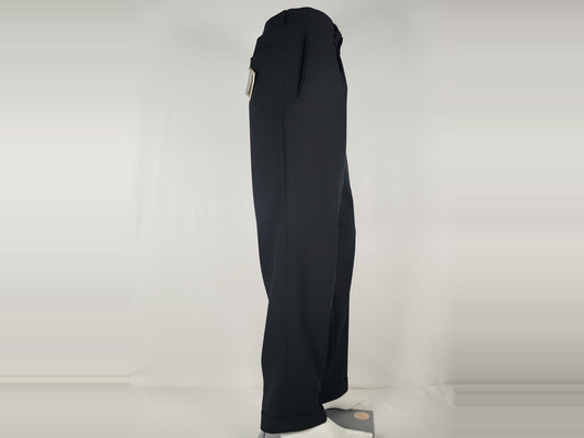 OSCAR JACOBSON Gordon Suit Trousers Size 52 L Black 100% Pure New Wool With Tags