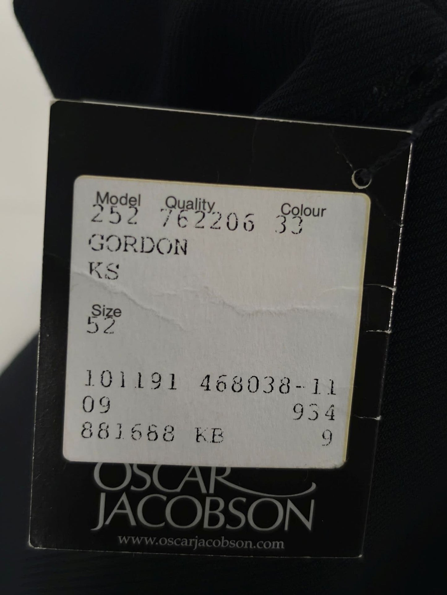 OSCAR JACOBSON Gordon Pantalon Maat 52 L Zwart 100% Nieuwe Scheerwol Met Labels