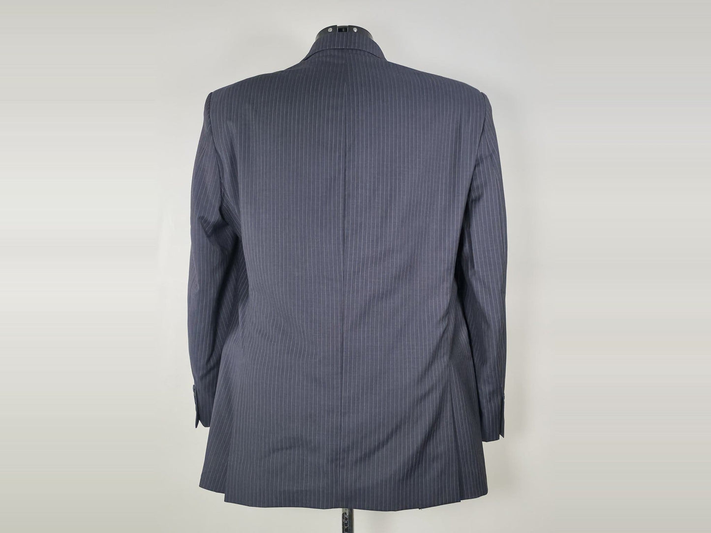 CALVIN KLEIN Pinstripe Suit Jacket Blazer Size 42R L Black Pure New Wool Premium