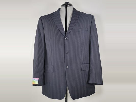 CALVIN KLEIN Pinstripe Suit Jacket Blazer Size 42R L Black Pure New Wool Premium