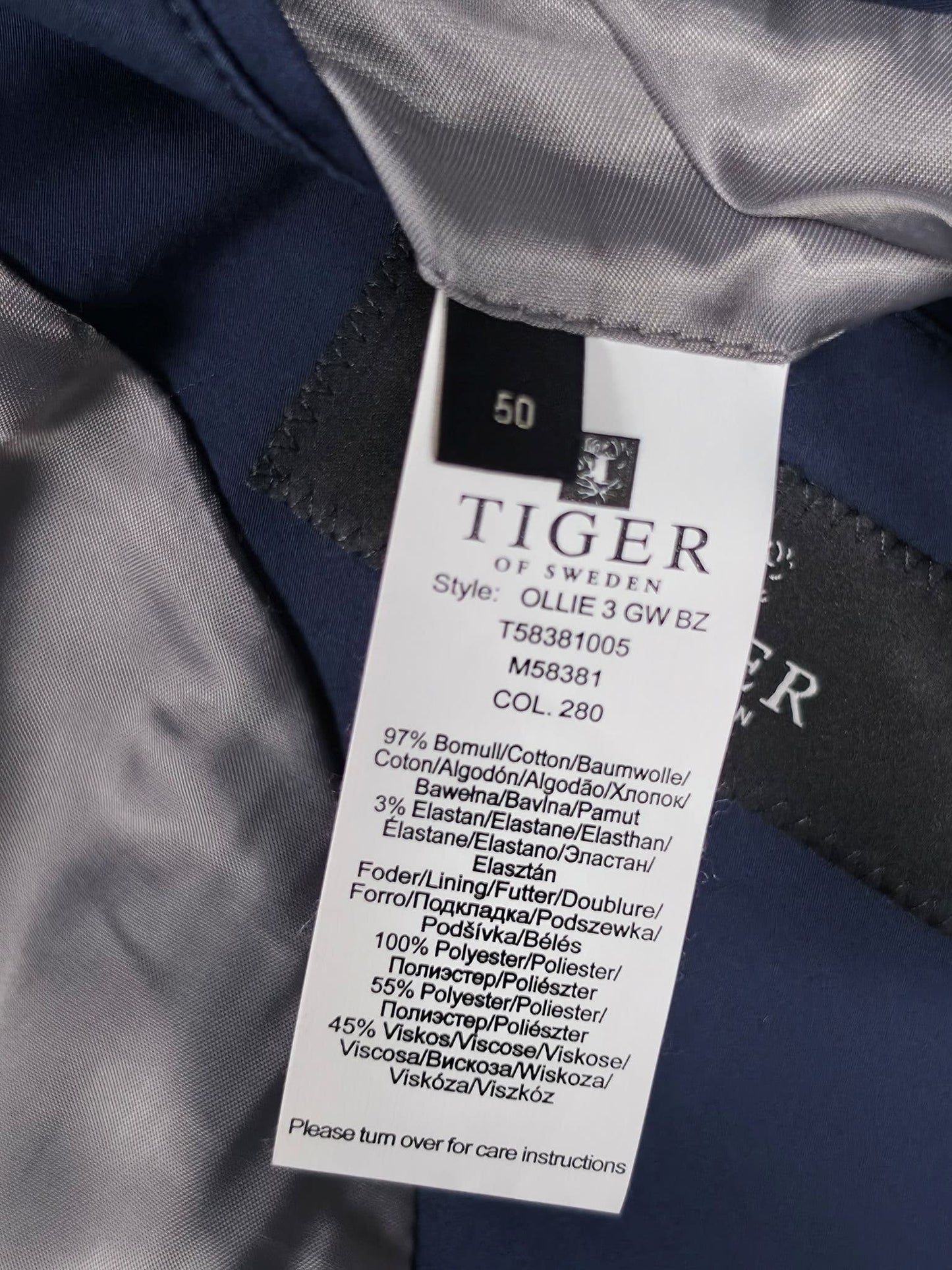 TIGER OF SWEDEN Ollie 3 Blazer Jacket Size 50 M Navy Blue Cotton Stretch Premium