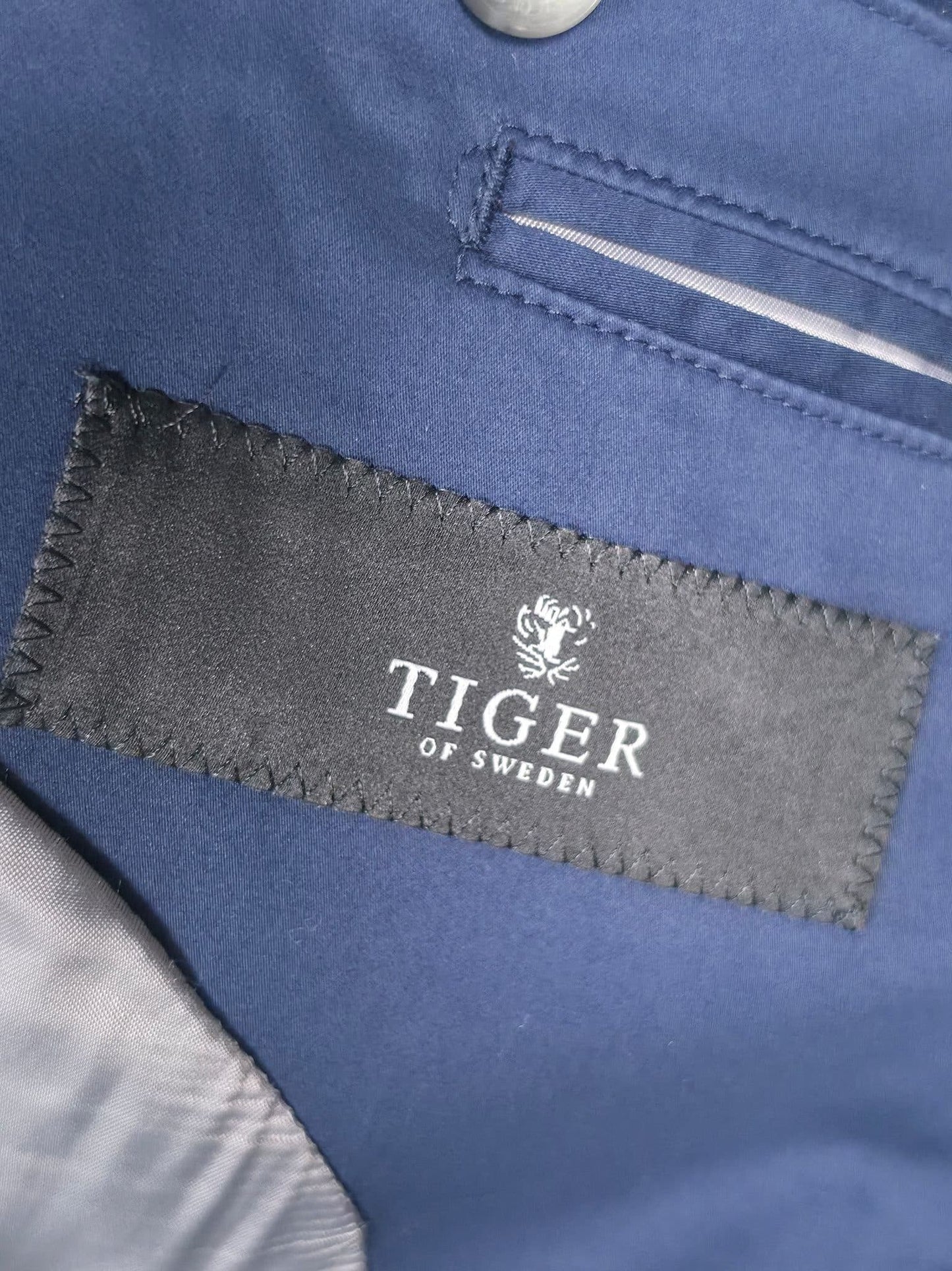 TIGER OF SWEDEN Ollie 3 Blazer Jacket Size 50 M Navy Blue Cotton Stretch Premium