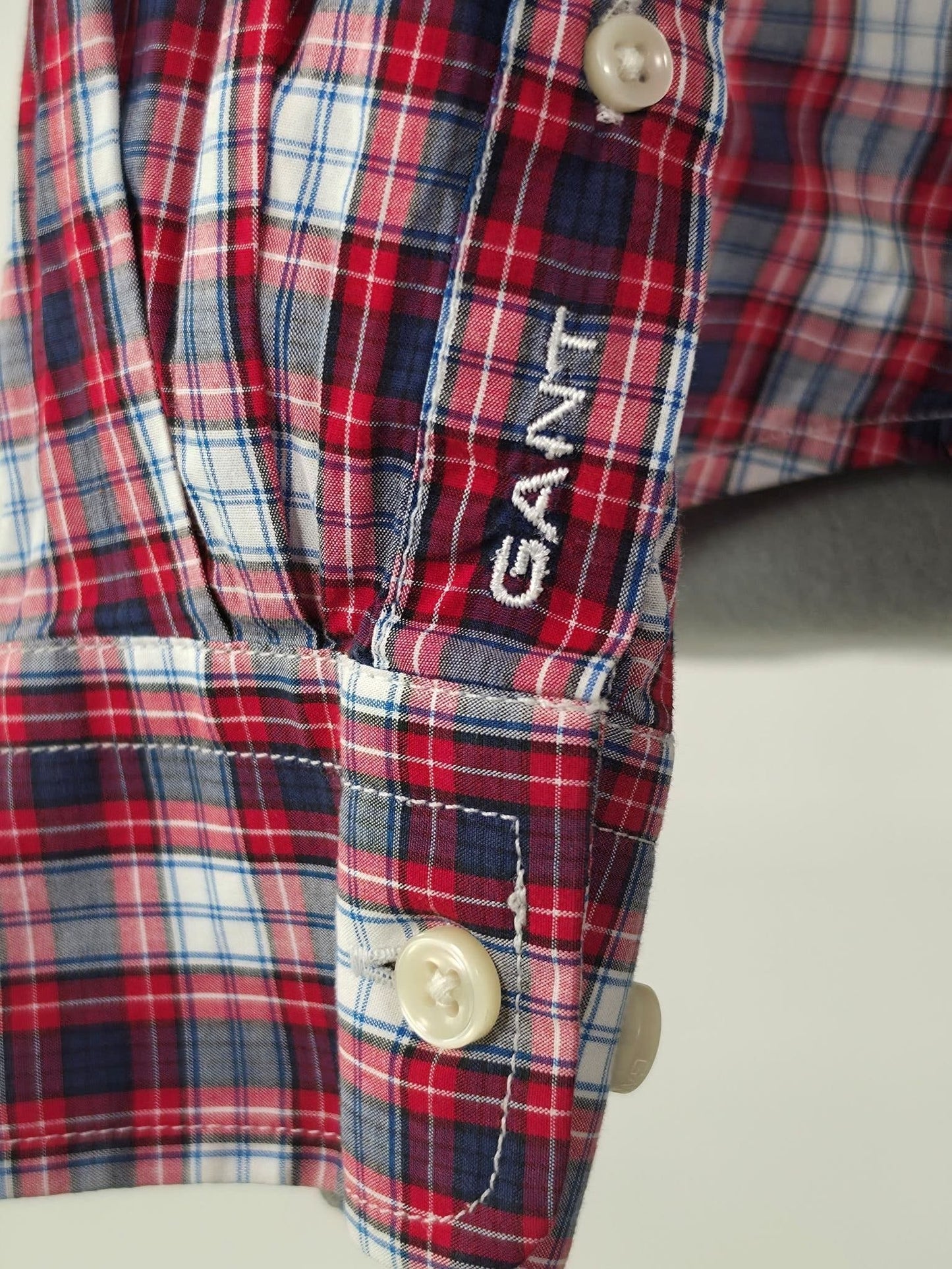 GANT Plaid Check Shirt Size S Red White Blue 100% Cotton Premium Casual Classic
