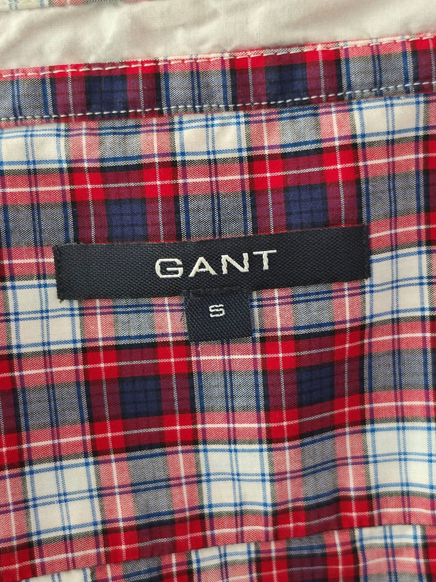 GANT Plaid Check Shirt Size S Red White Blue 100% Cotton Premium Casual Classic
