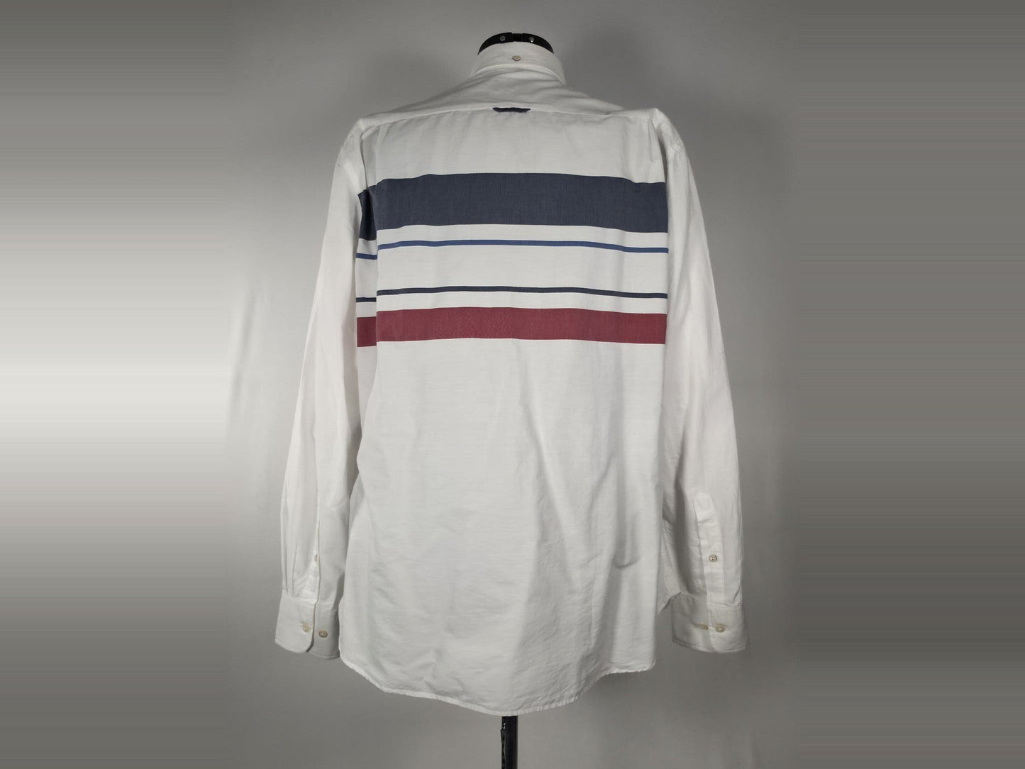 GANT Spinnaker Oxford Shirt Size XL Fitted White Blue Striped Cotton Premium