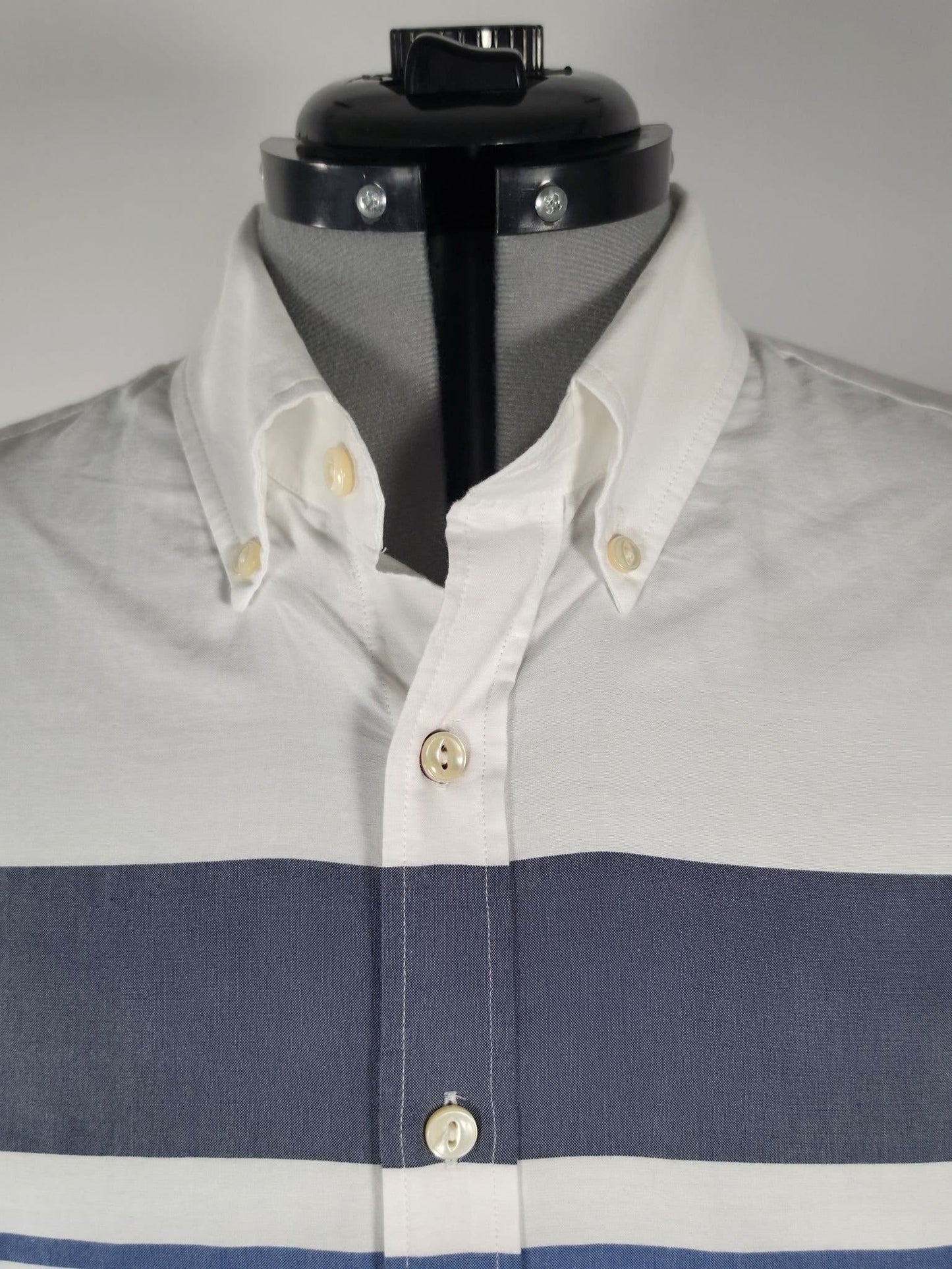 GANT Spinnaker Oxford Shirt Size XL Fitted White Blue Striped Cotton Premium