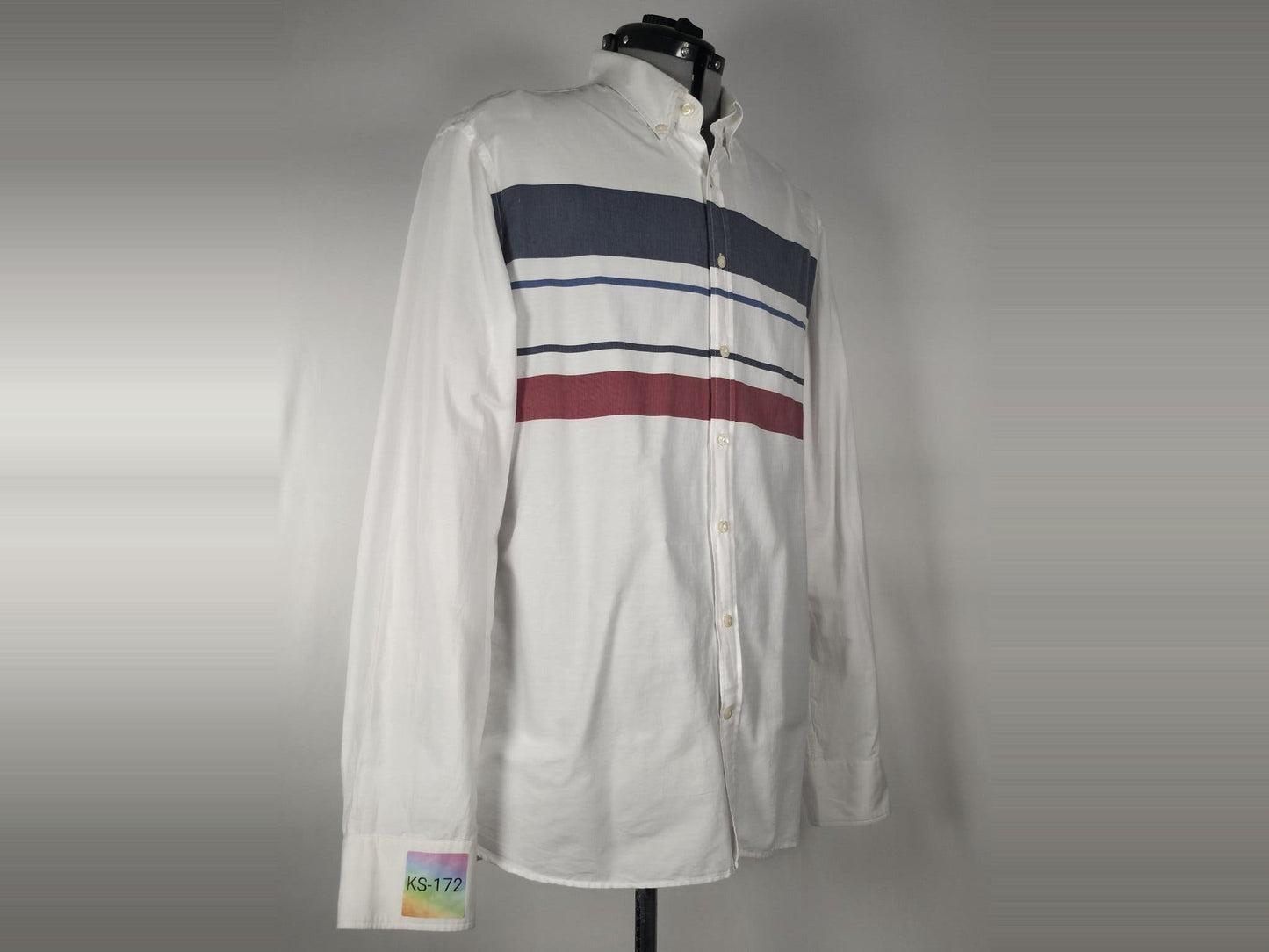 GANT Spinnaker Oxford Shirt Size XL Fitted White Blue Striped Cotton Premium