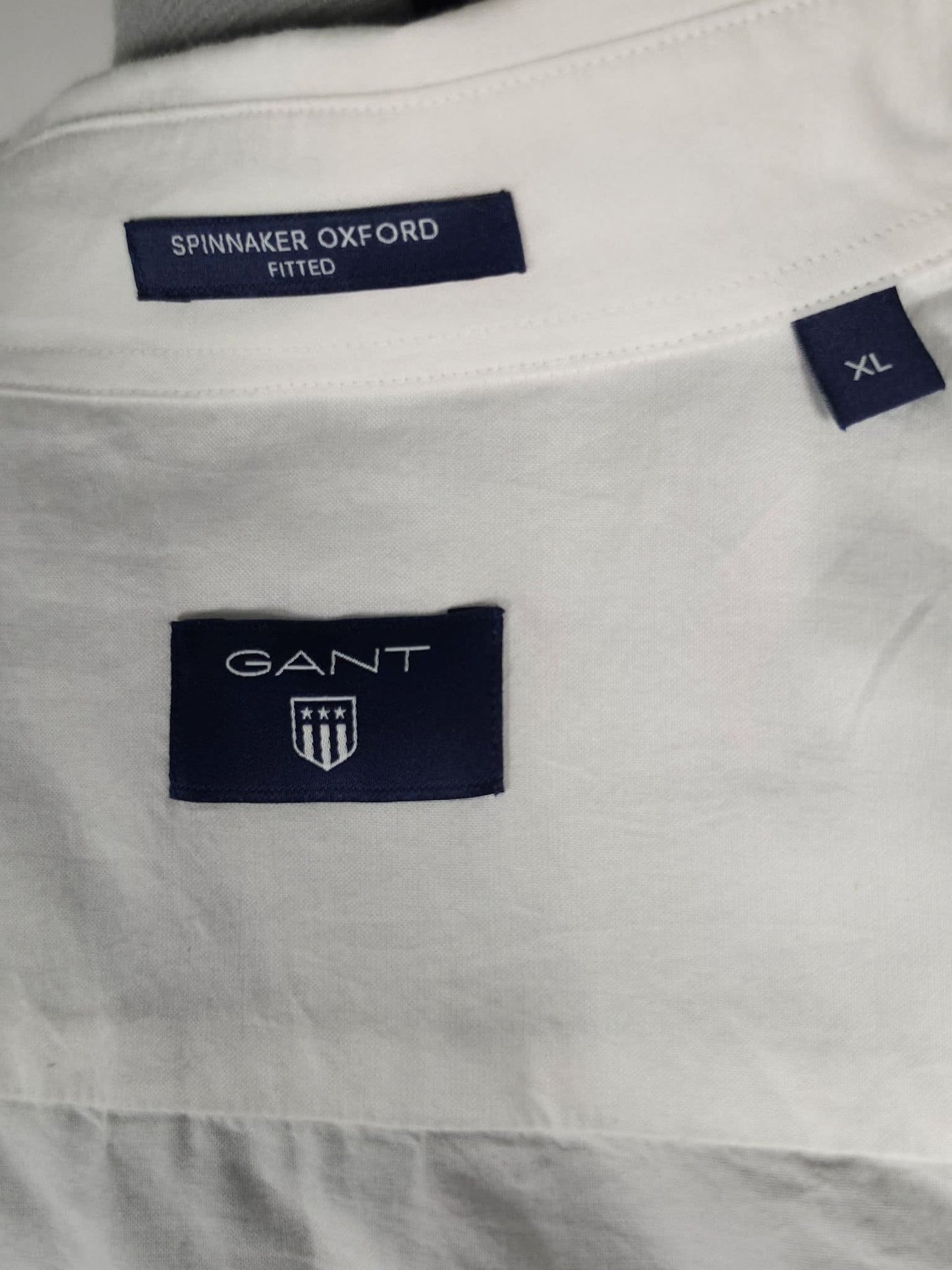 GANT Spinnaker Oxford Shirt Size XL Fitted White Blue Striped Cotton Premium