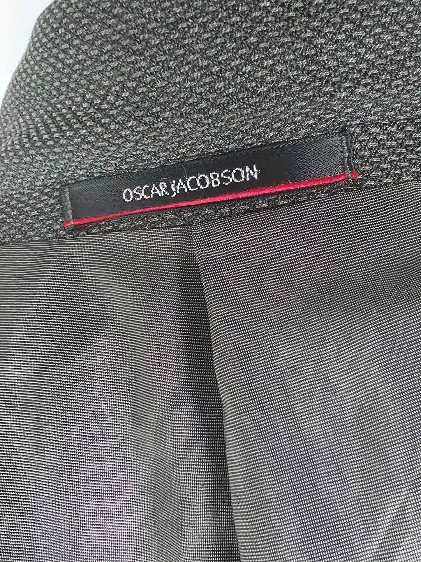 OSCAR JACOBSON Suit Jacket Blazer Size 50 M Dark Grey Super 100s Wool Premium