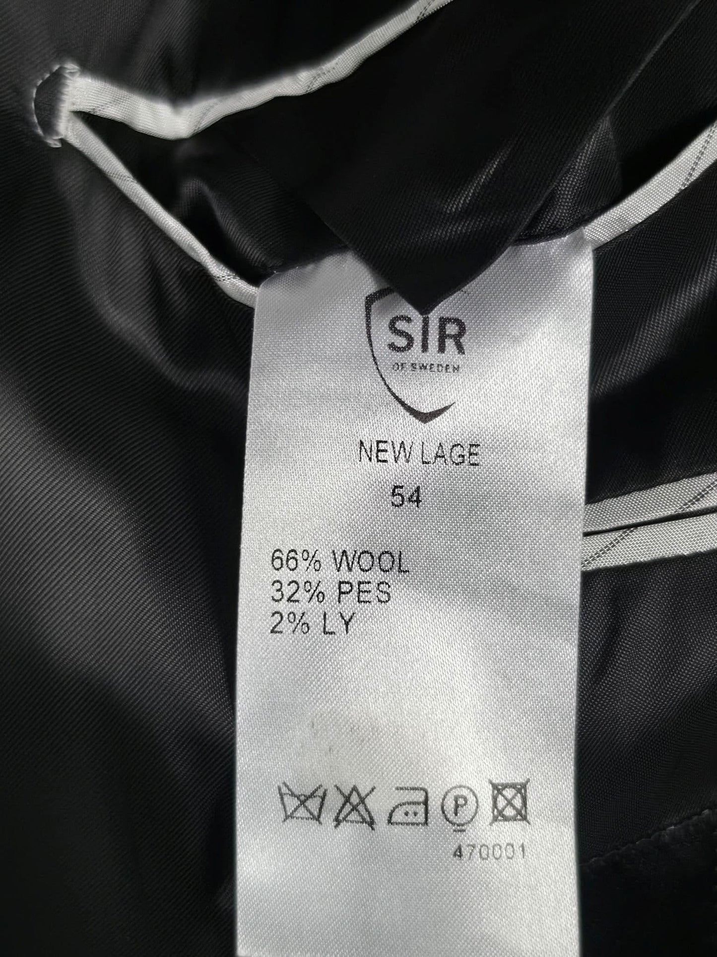 SIR OF SWEDEN New Lage Suit Jacket Blazer Size 54 Black Wool Blend Premium