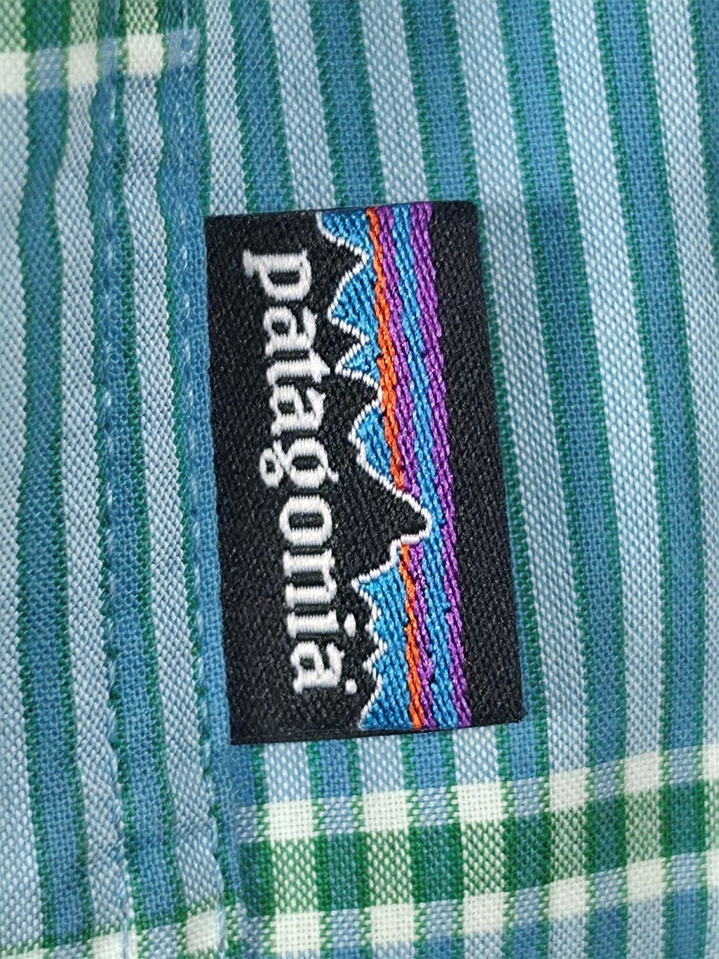 PATAGONIA Kariertes Kurzarmhemd Größe S Blau Bio-Baumwolle Premium Trail