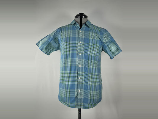 PATAGONIA Plaid Short Sleeve Shirt Size S Blue Organic Cotton Premium Trail