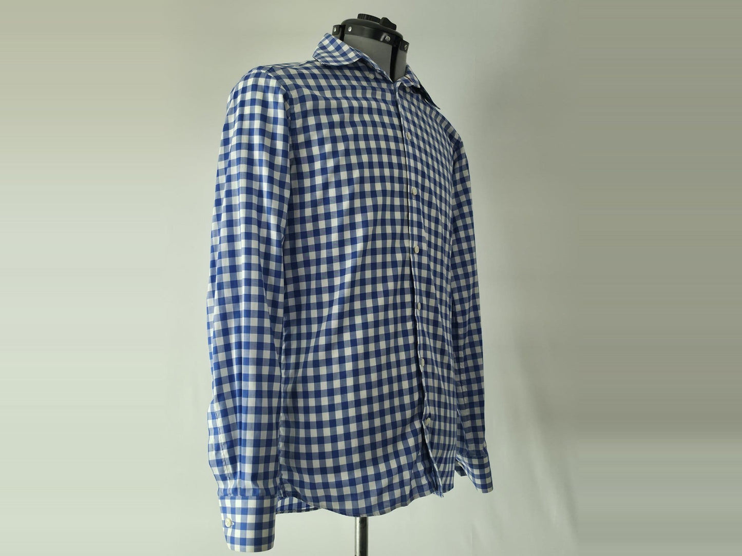 ETON Slim Fit Shirt Size 40 M Blue White Gingham Check Signature Twill Premium