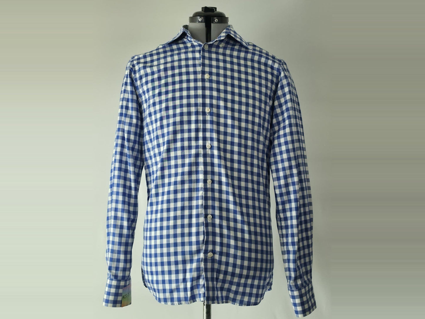 ETON Slim Fit Shirt Size 40 M Blue White Gingham Check Signature Twill Premium
