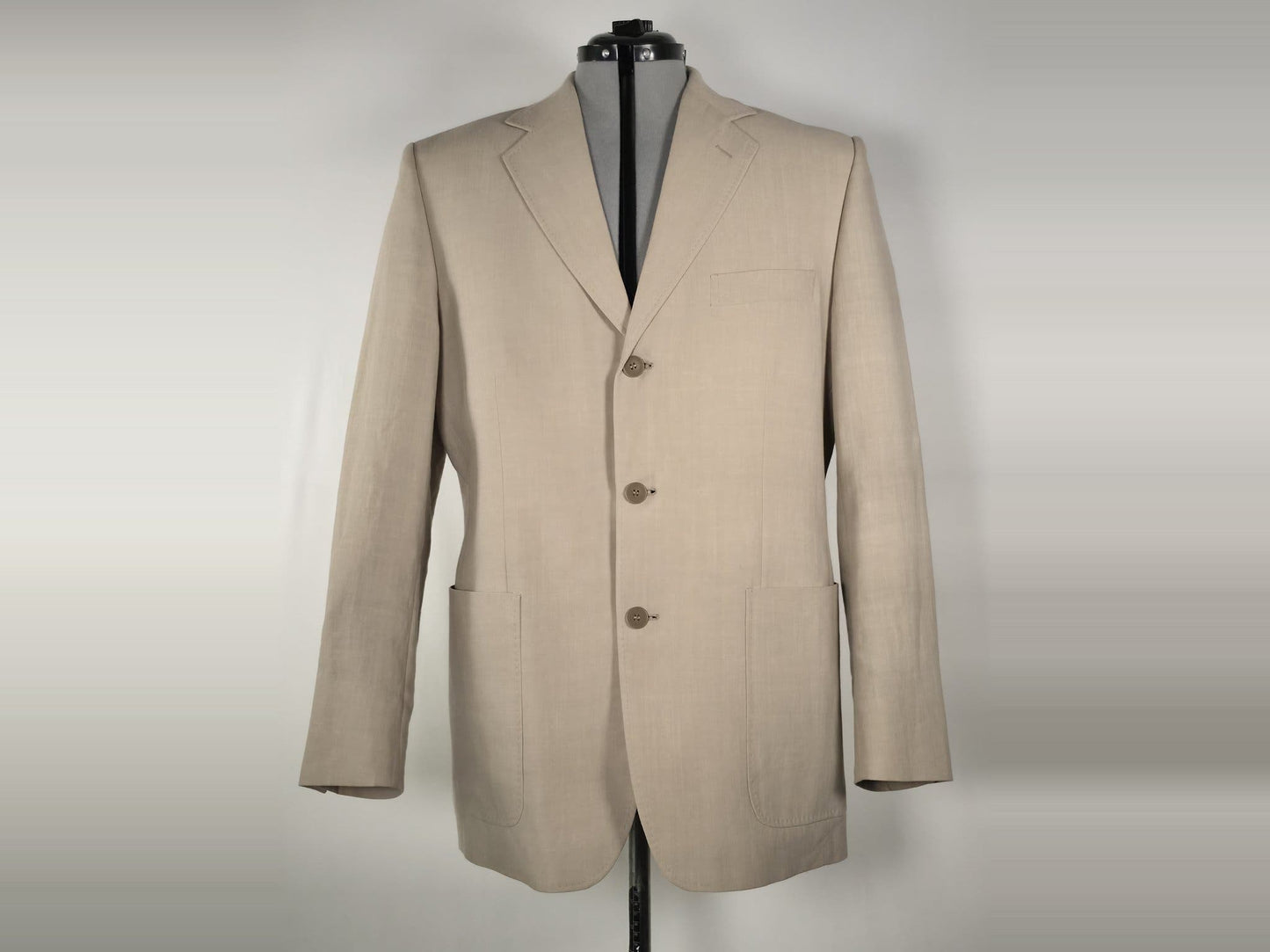 BATISTINI Linen Viscose Blend Blazer Suit Jacket Size 52 L Beige Casual Premium