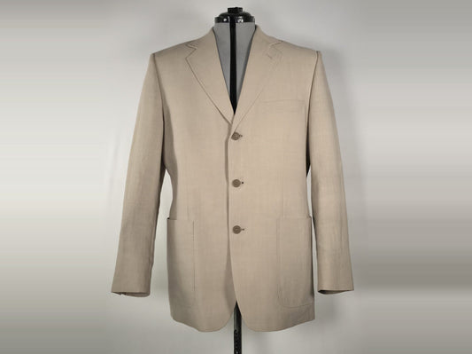 BATISTINI Linen Viscose Blend Blazer Suit Jacket Size 52 L Beige Casual Premium