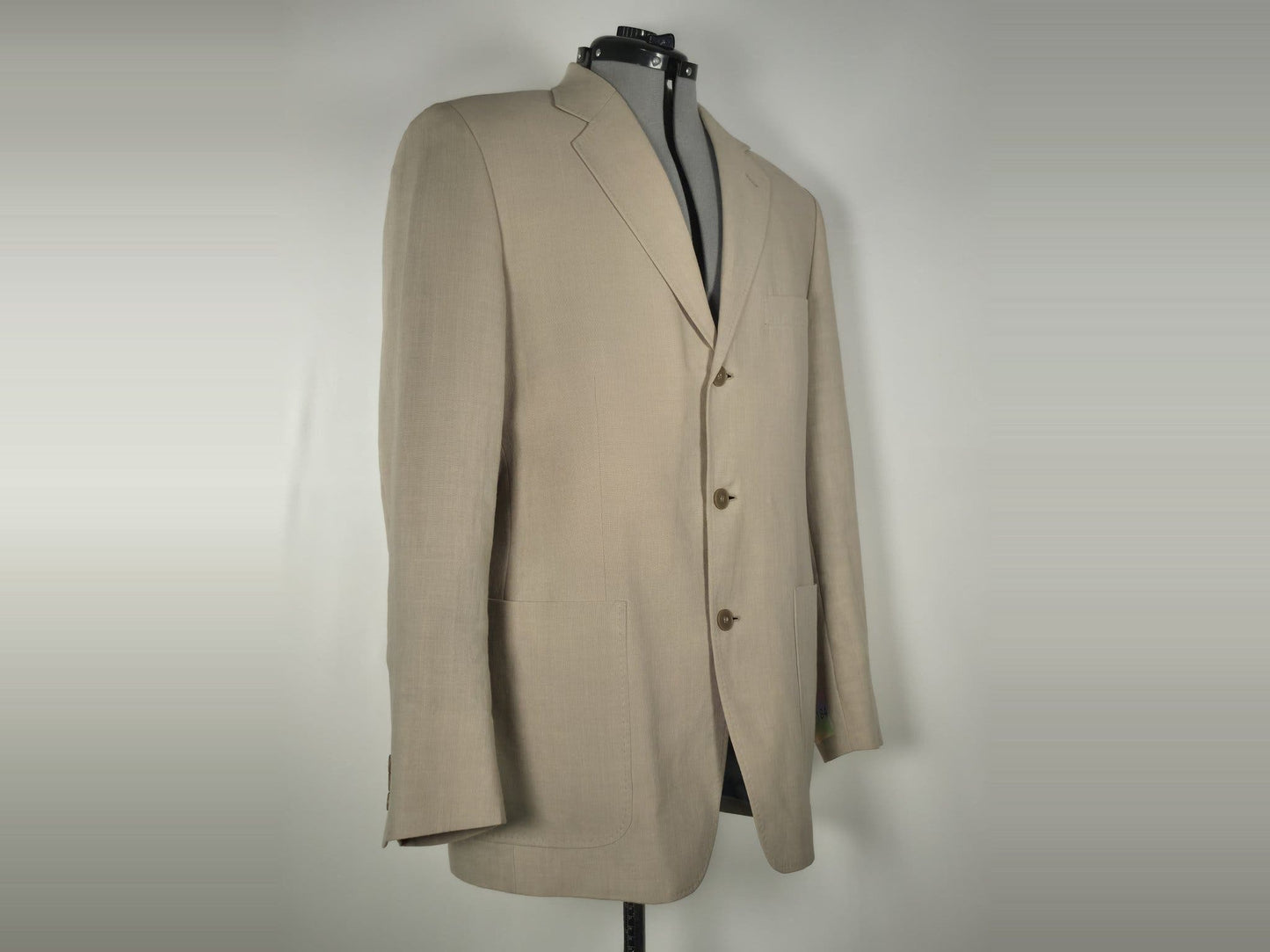 BATISTINI Linen Viscose Blend Blazer Suit Jacket Size 52 L Beige Casual Premium